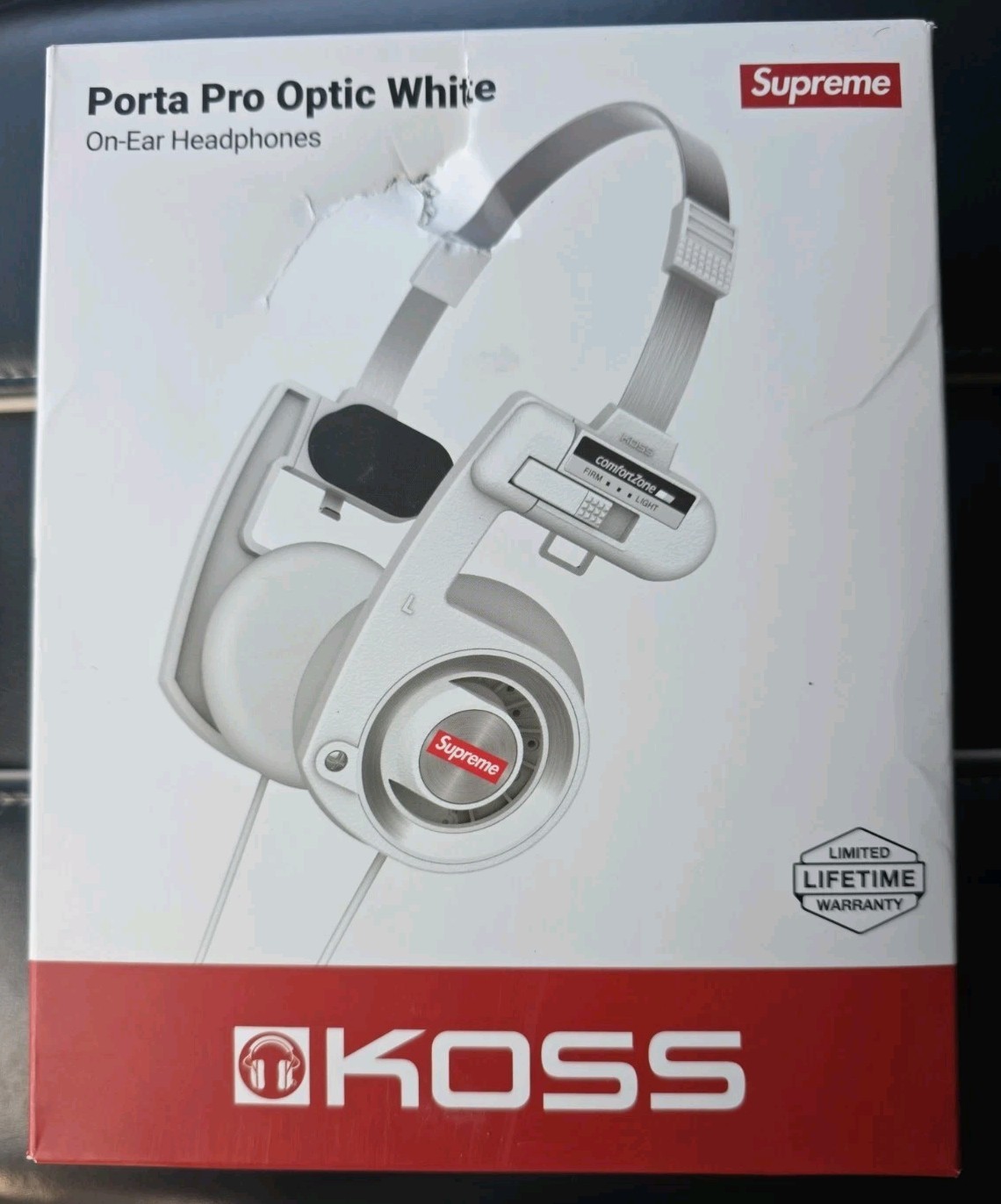 Supreme x Koss PortaPro Headphones WHITE FW23 NEW DS 3.5mm On-Ear