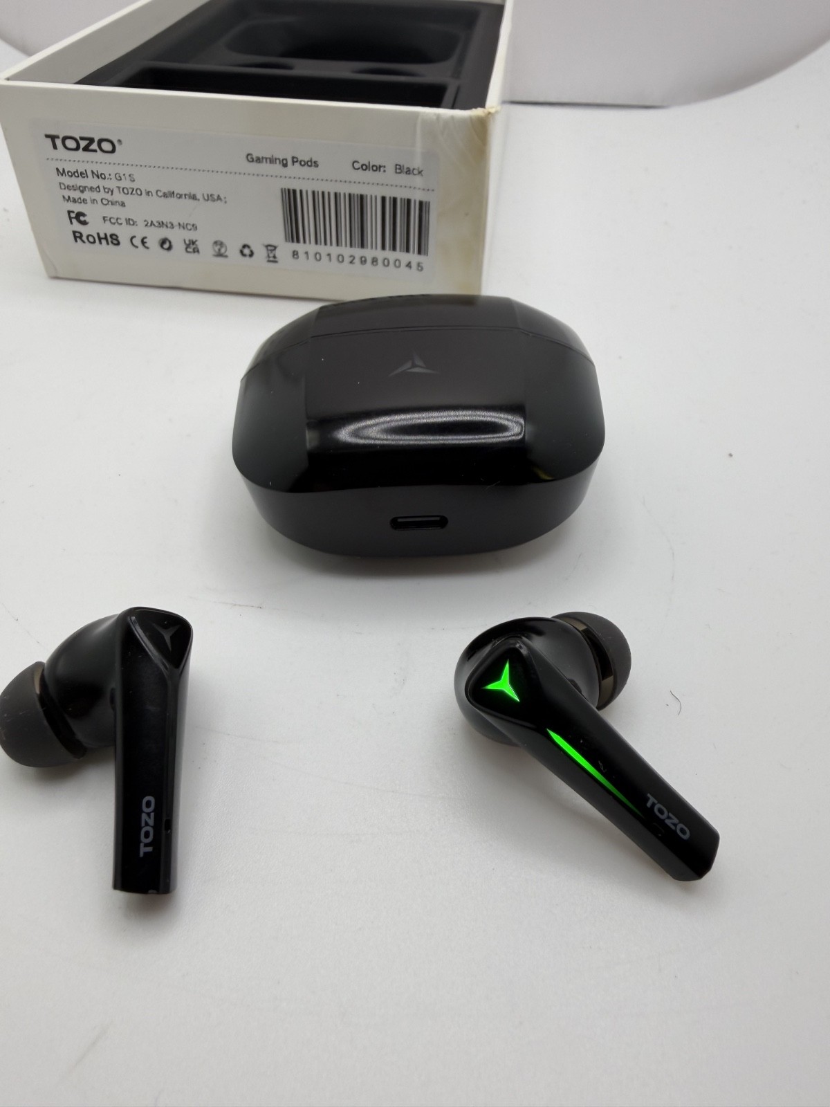 TOZO G1S Gaming Pods True Wireless Bluetooth Earbuds Black w/ Charging Case