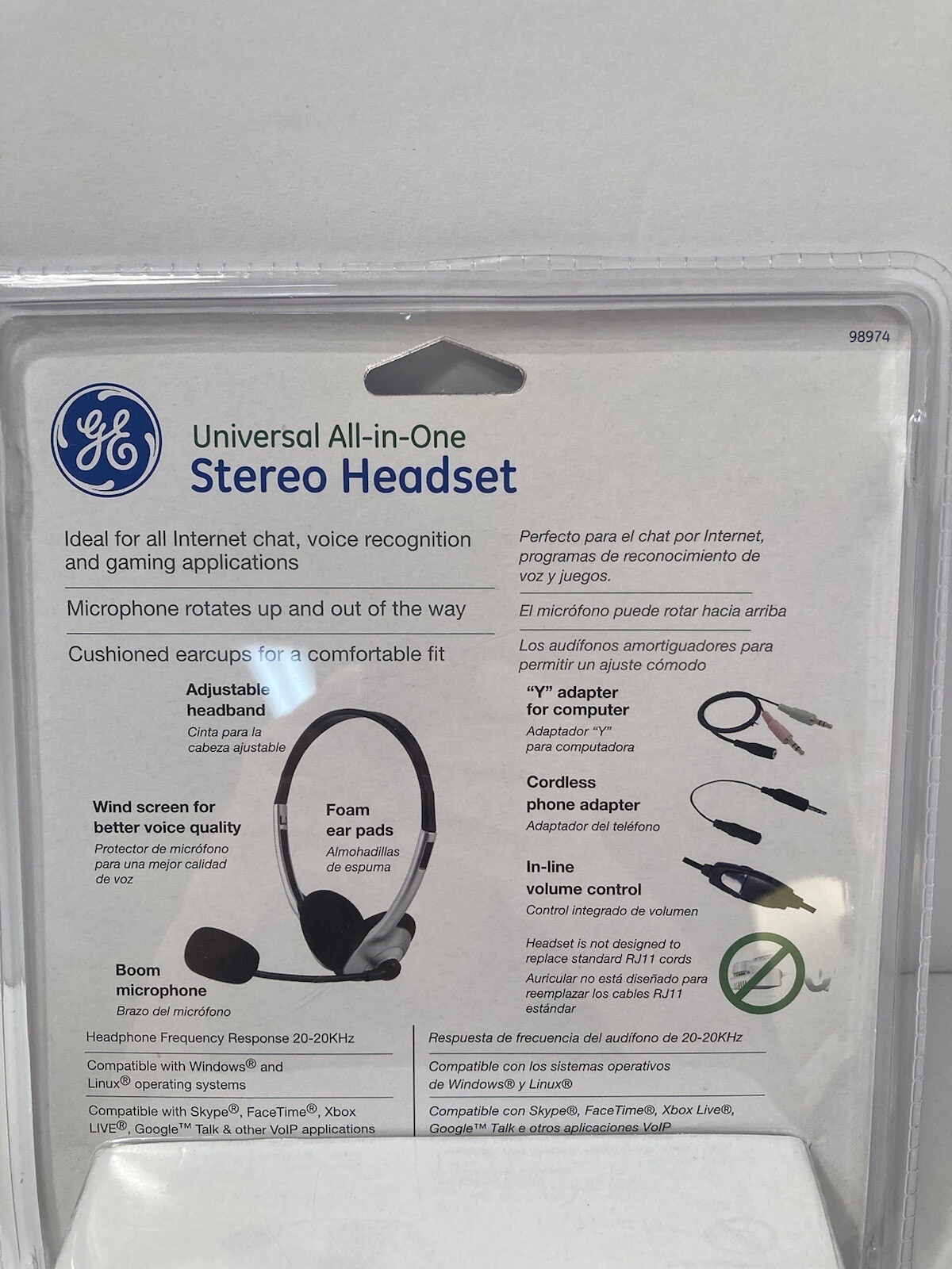 ge universal all-in-one stereo headset new/sealed