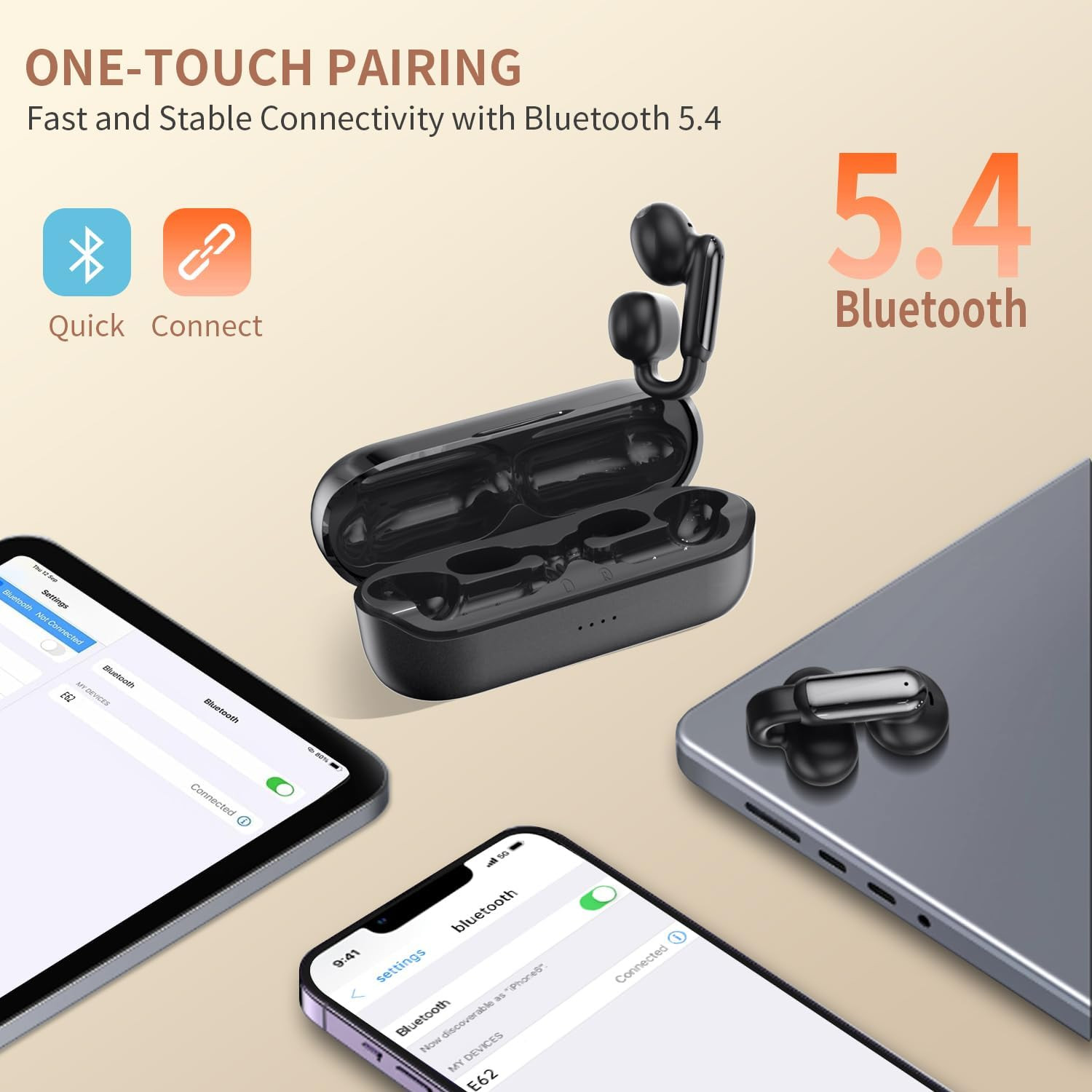 Clip on Earbuds, Open Ear Clip Wireless Earbuds Bluetooth 5.4, Clear Voice