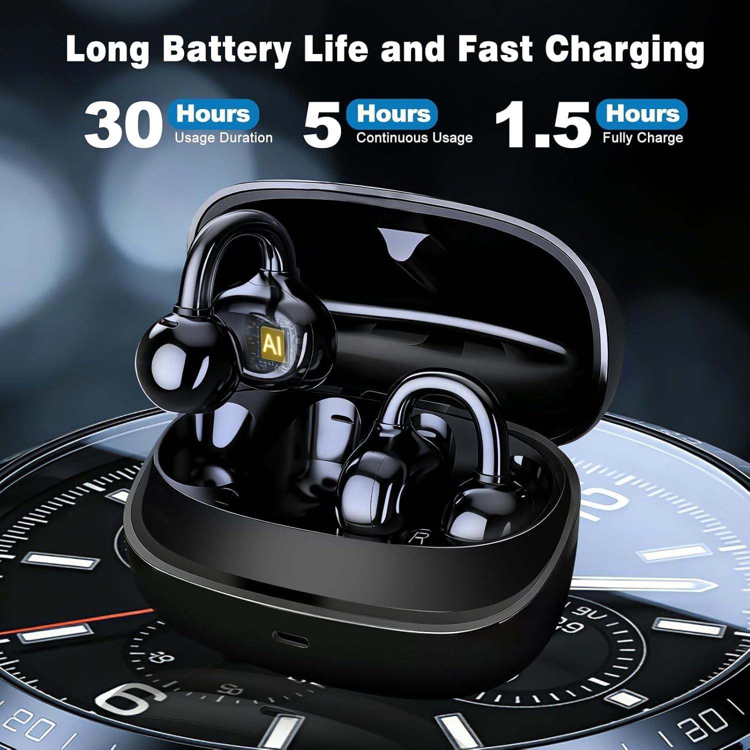 Bluetooth Translation Earbuds with Open-Ear Design: 5H Battery Life, Waterproof