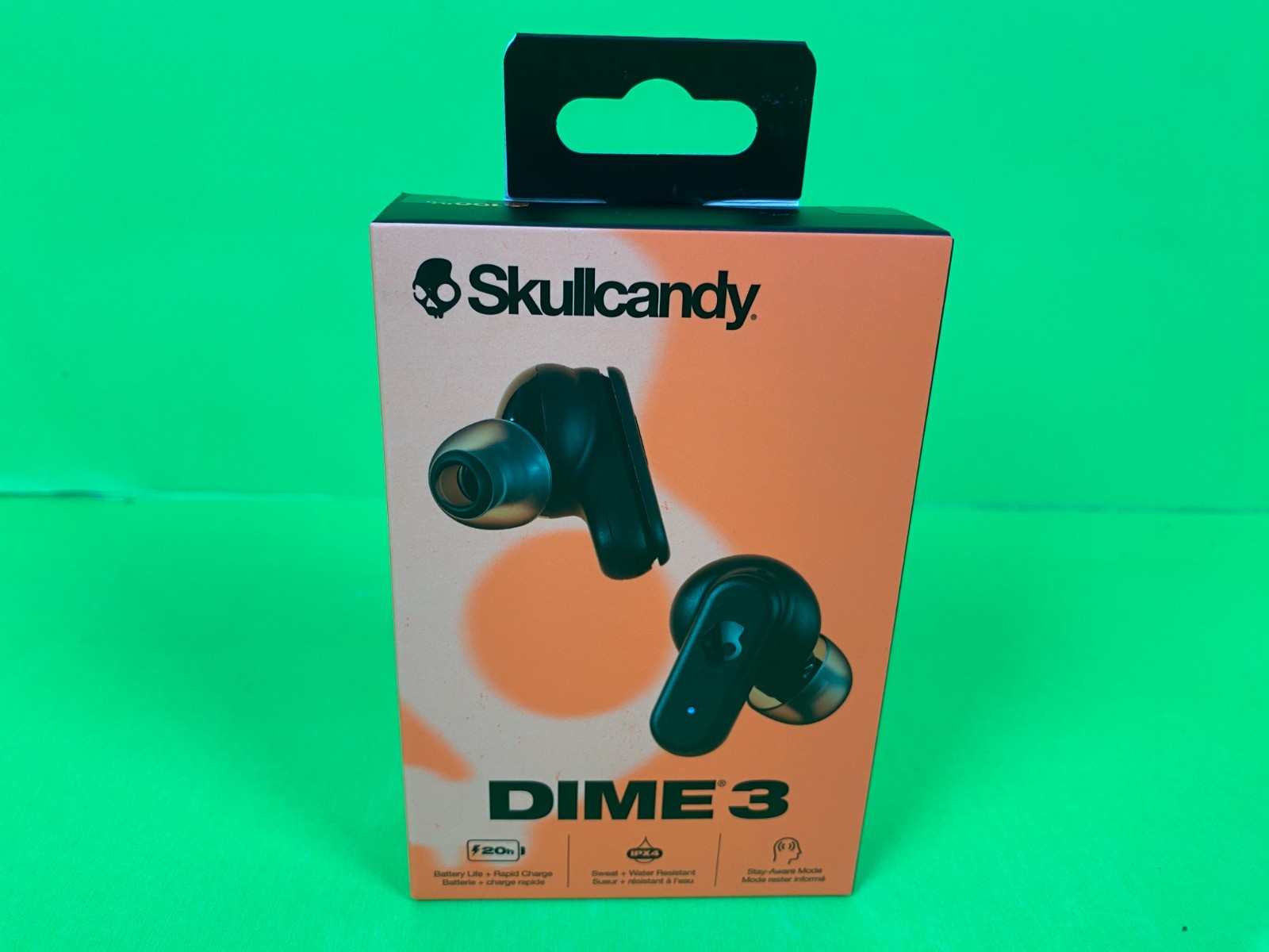 L@@K BRAND NEW SEALED SKULLCANDY DIME 3 EARBUDS BLACK 20H SWEAT WATER RESISTANT
