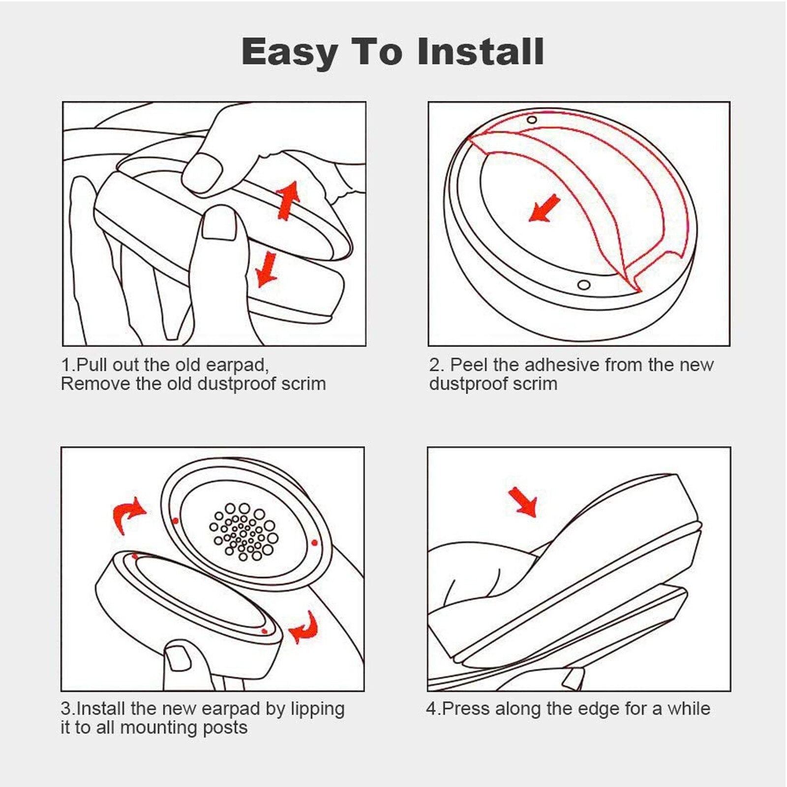 4pcs Replacement Ear Pads for Beats Dre Solo 2 Solo 3 Wireless / Wire Headphones