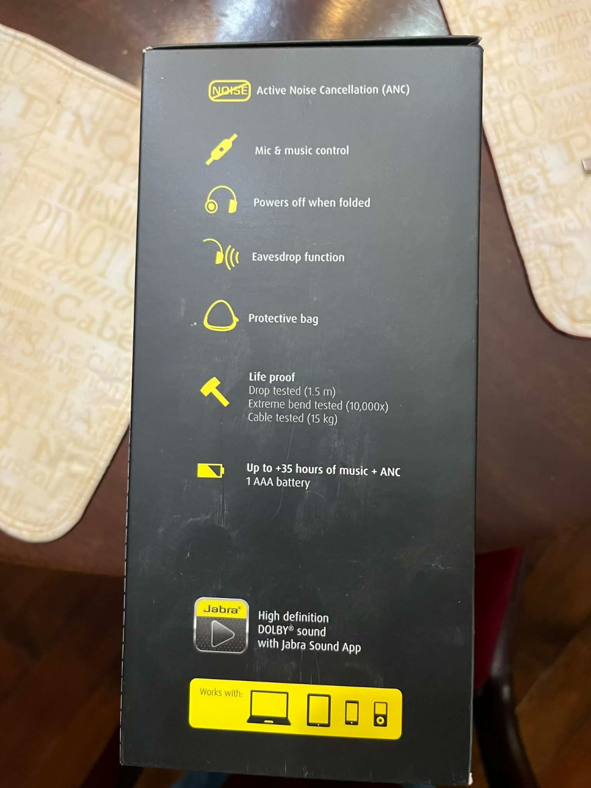 Jabra Vega Noise Canceling Headphones NOB, new battery, cables, zipper case