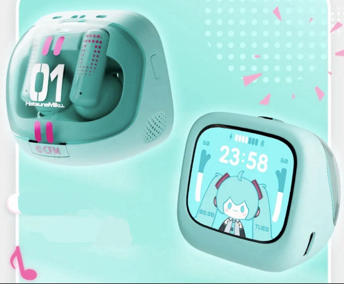 Anime Miku LCD BT Headphones Touch Screen iPhone Android