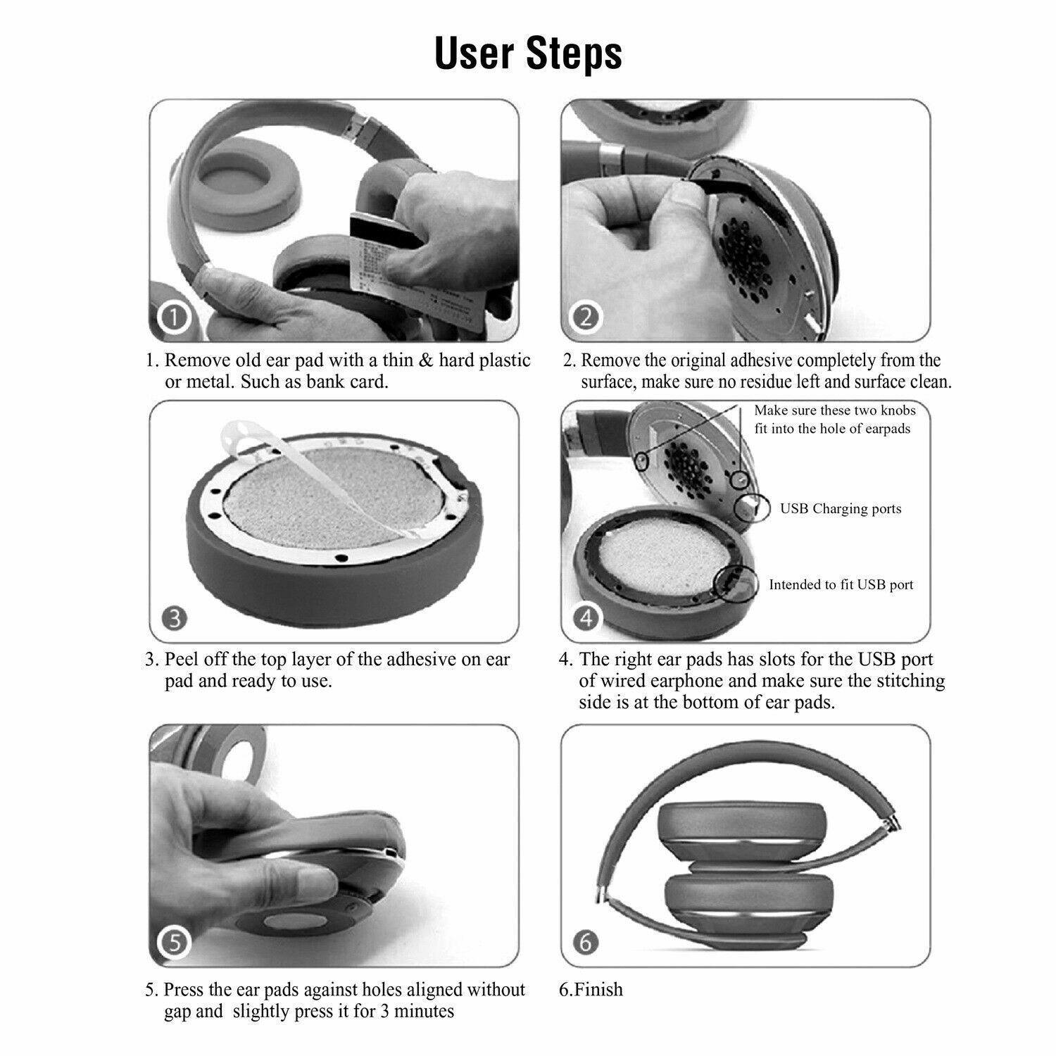 Professional Memory Foam Ear Pad Cushion Replacement for Beats Solo 2 & Solo 3