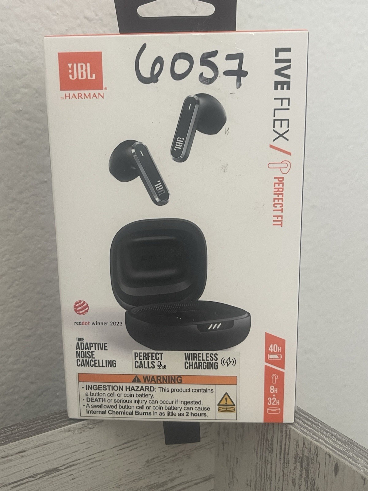 JBL Live Flex Noise Cancelling In-Ear Earbud, Black Factory Sealed