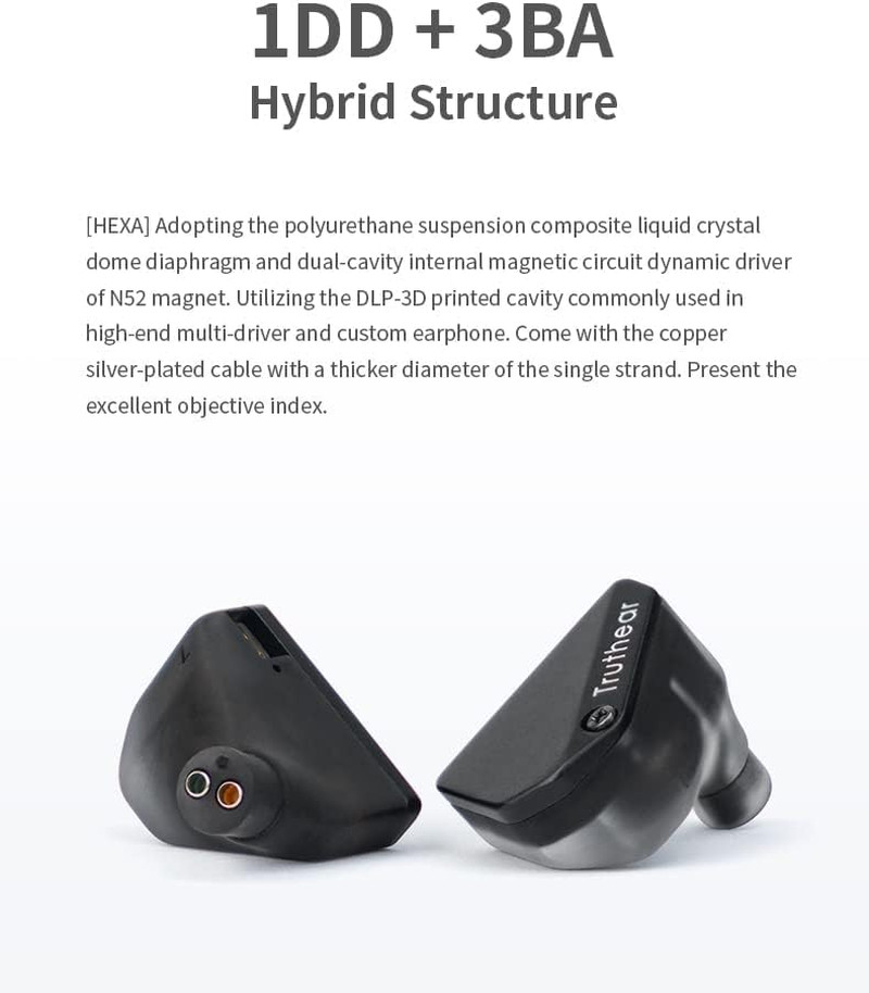 Hexa 1DD+3BA Hybird Earphones with 0.78 2Pin Cable Earbuds
