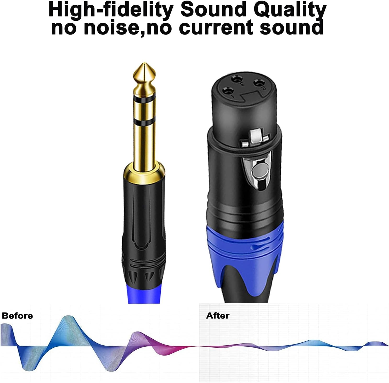 6.35mm Dual TRS to XLR Female Cable for Microphone, Mixer, Amplifier, 11.8inch,