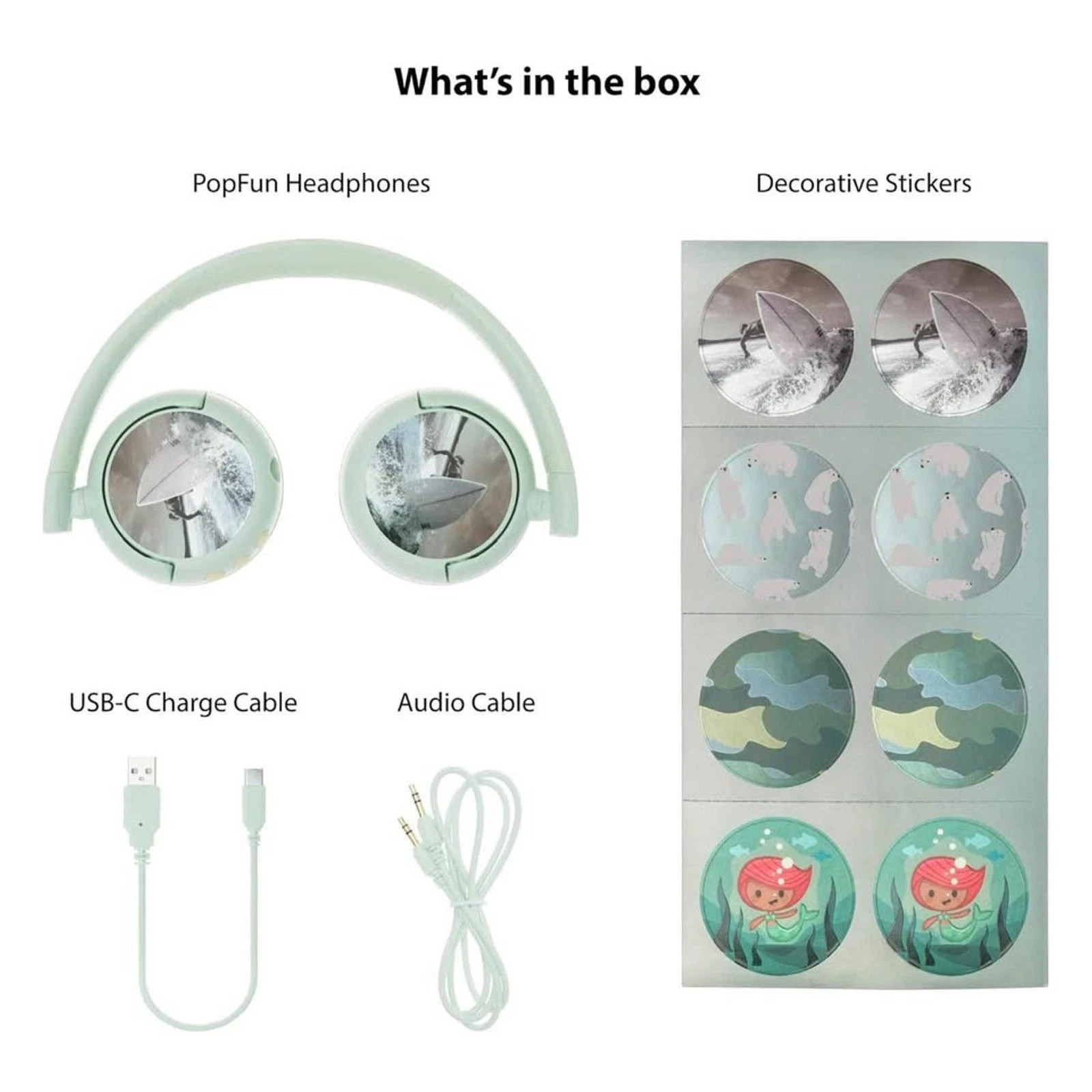 NEW BuddyPhones POP Fun Bluetooth Wireless Kids Headphones w/ Microphone Green