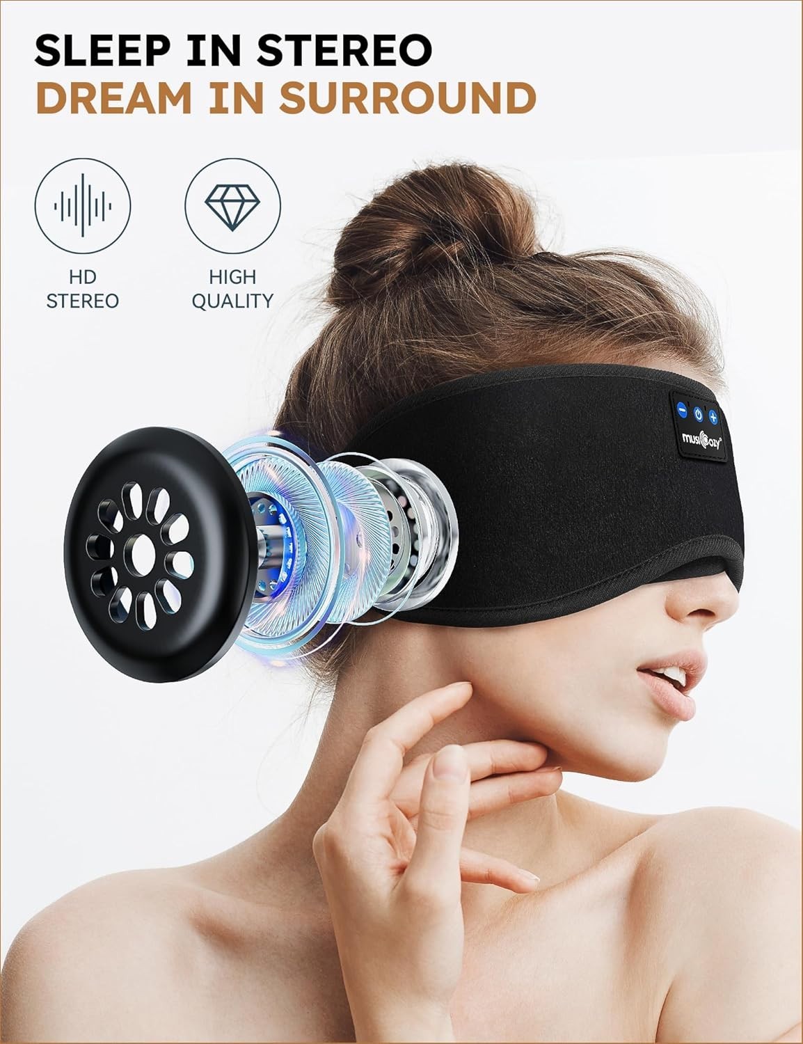 Bluetooth 5.4 Sleep Headphones with 3D Eye Mask, Music Earbuds Earphones