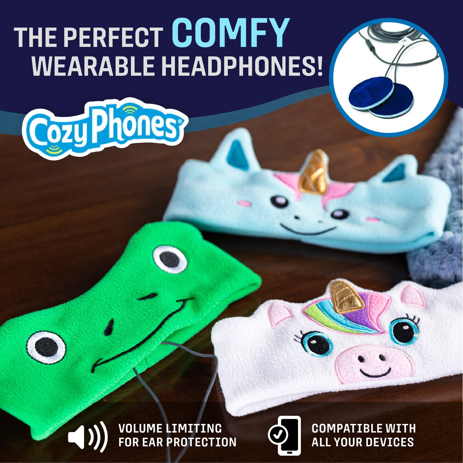 CozyPhones Over The Ear Headband Headphones – Kids One Size, Multicolor