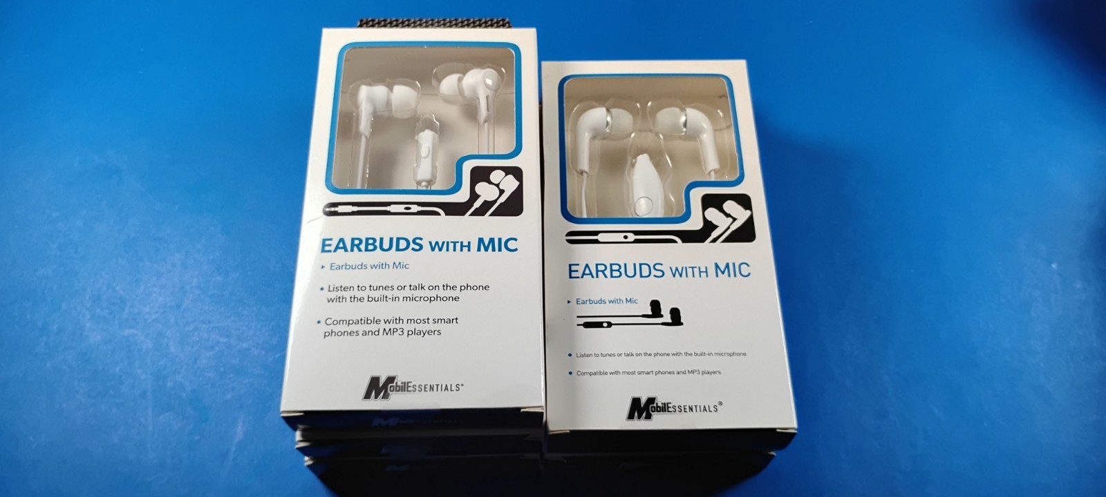 Mobile Essentials Earbuds w/ Mic + Control (White) Lot of 5