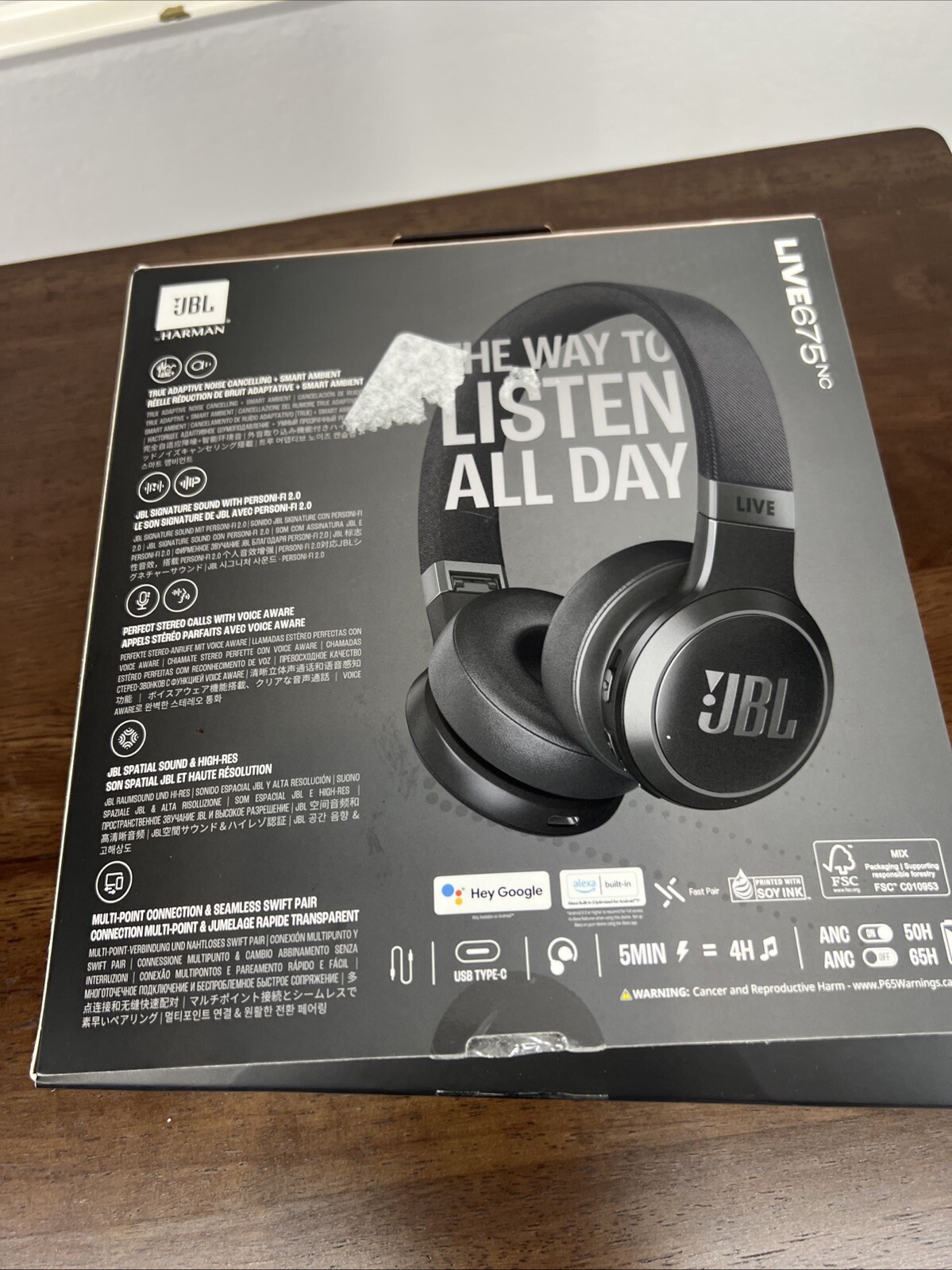 JBL Live 675NC Noise-Cancelling On-Ear Wireless Headphones
