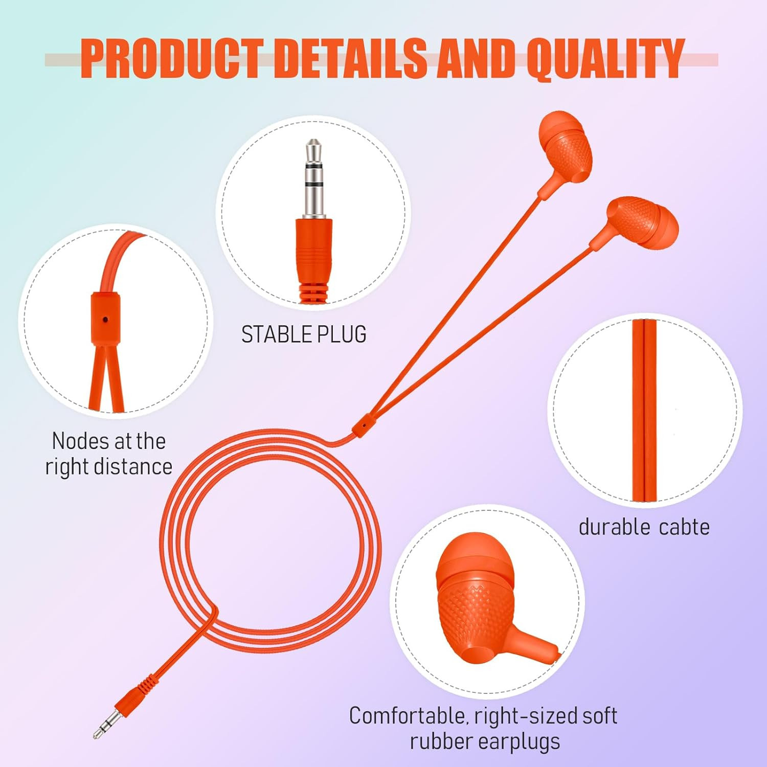 200 Pack Earbuds Bulk Earphones 3.5 Mm Classroom Headphones for Adult Assorted C