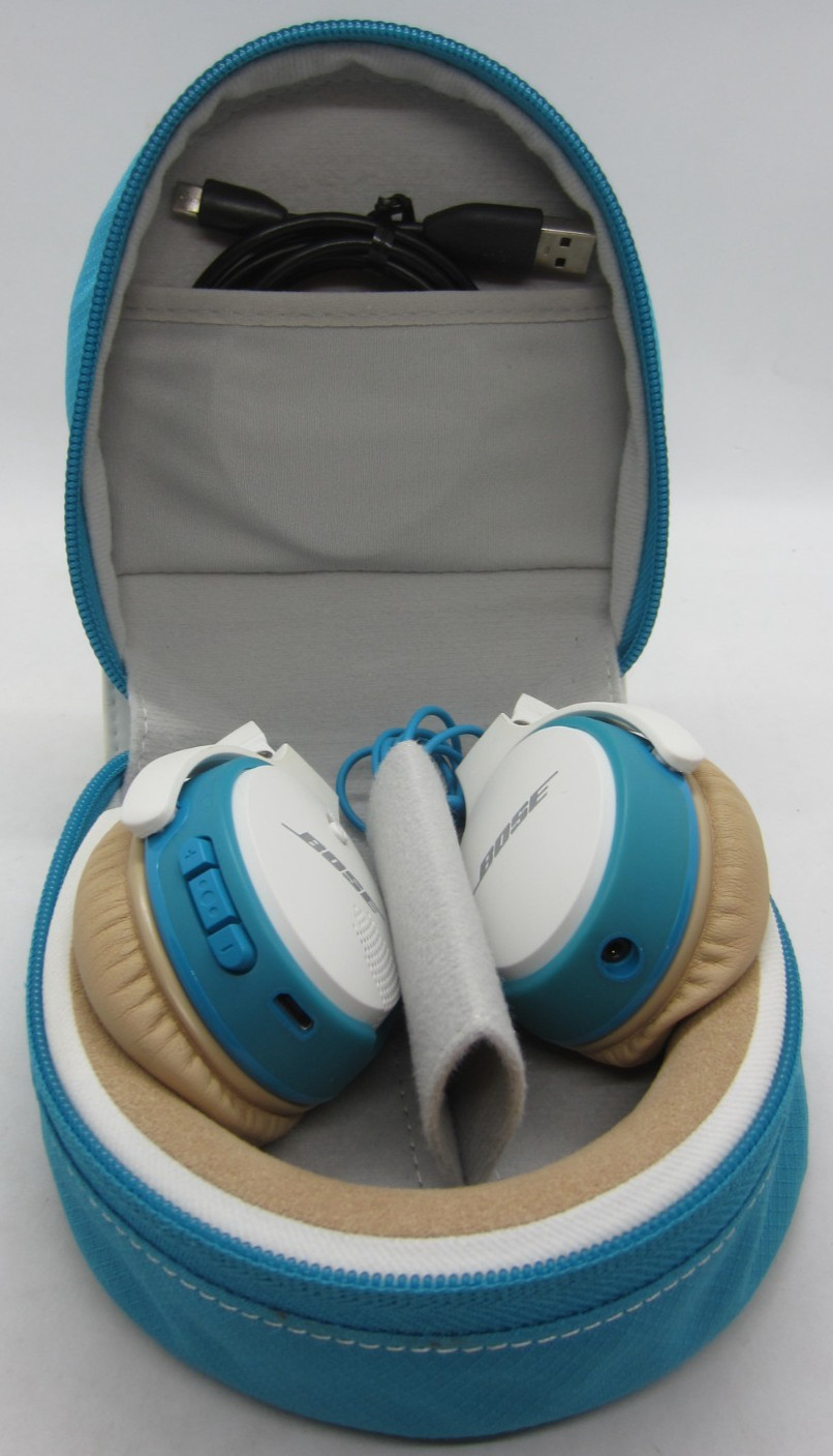 Bose SoundLink On-ear Bluetooth Headphones (white and Blue) Wireless Kit Bundle