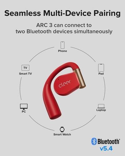 Cleer ARC 3 Sports Pro Open Ear Headphones (Red) Model: ARC3HRREDUS