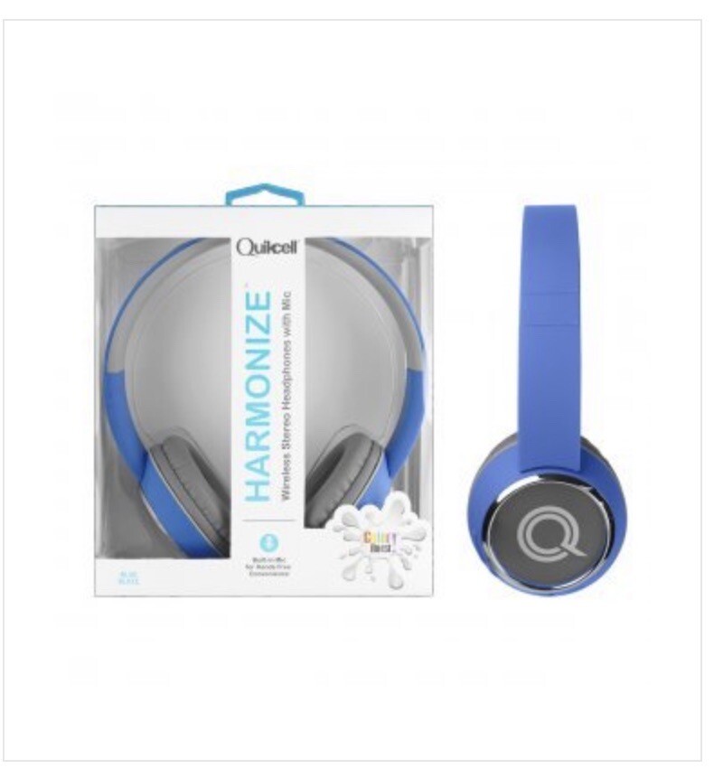 NEW Quikcell Wireless Stereo Headphones W/built In Mic – Blue – Hands Free