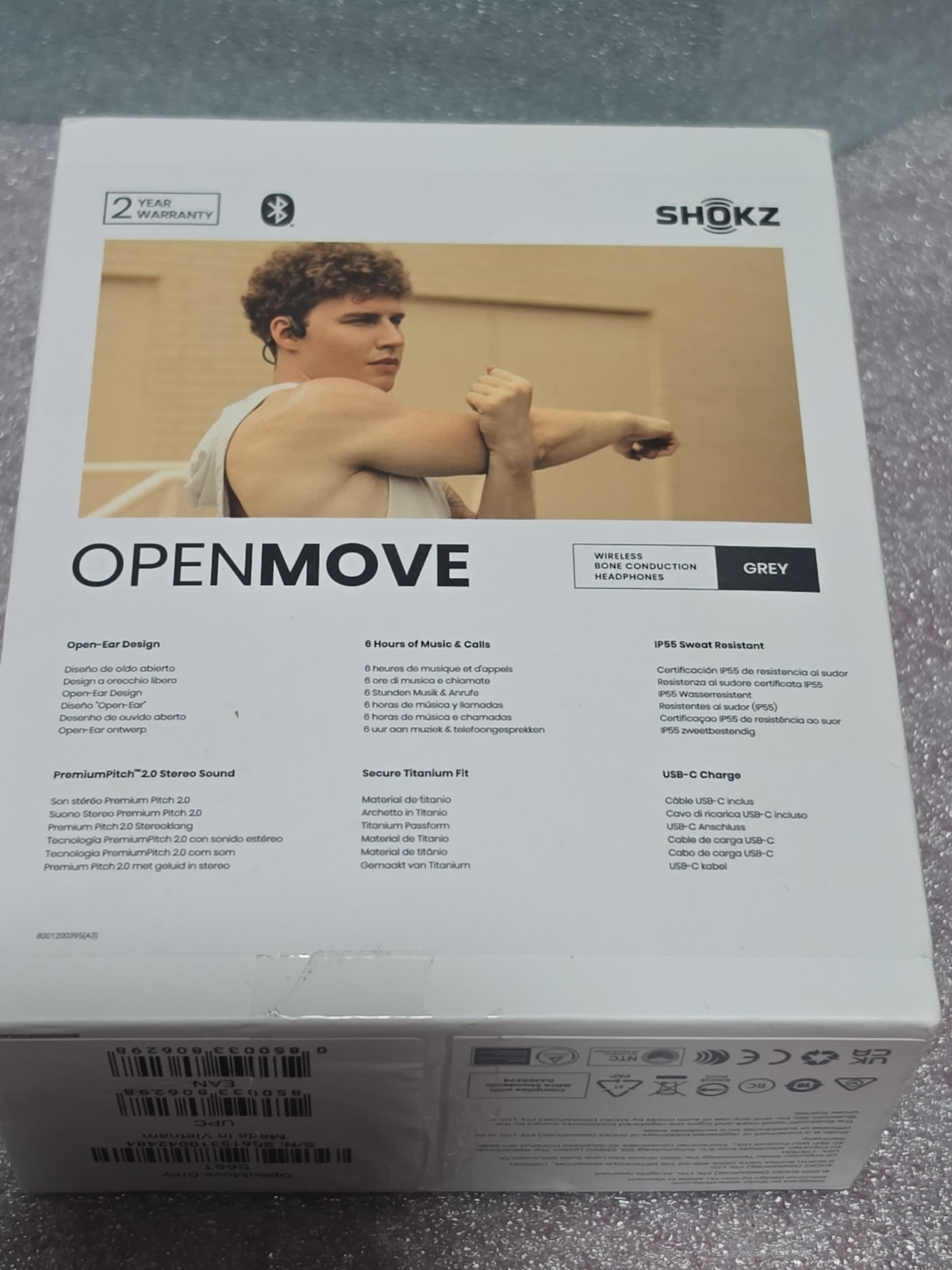 Shokz – OpenMove Bone Conduction Open Ear Lifestyle/Sport Headphones – Gray