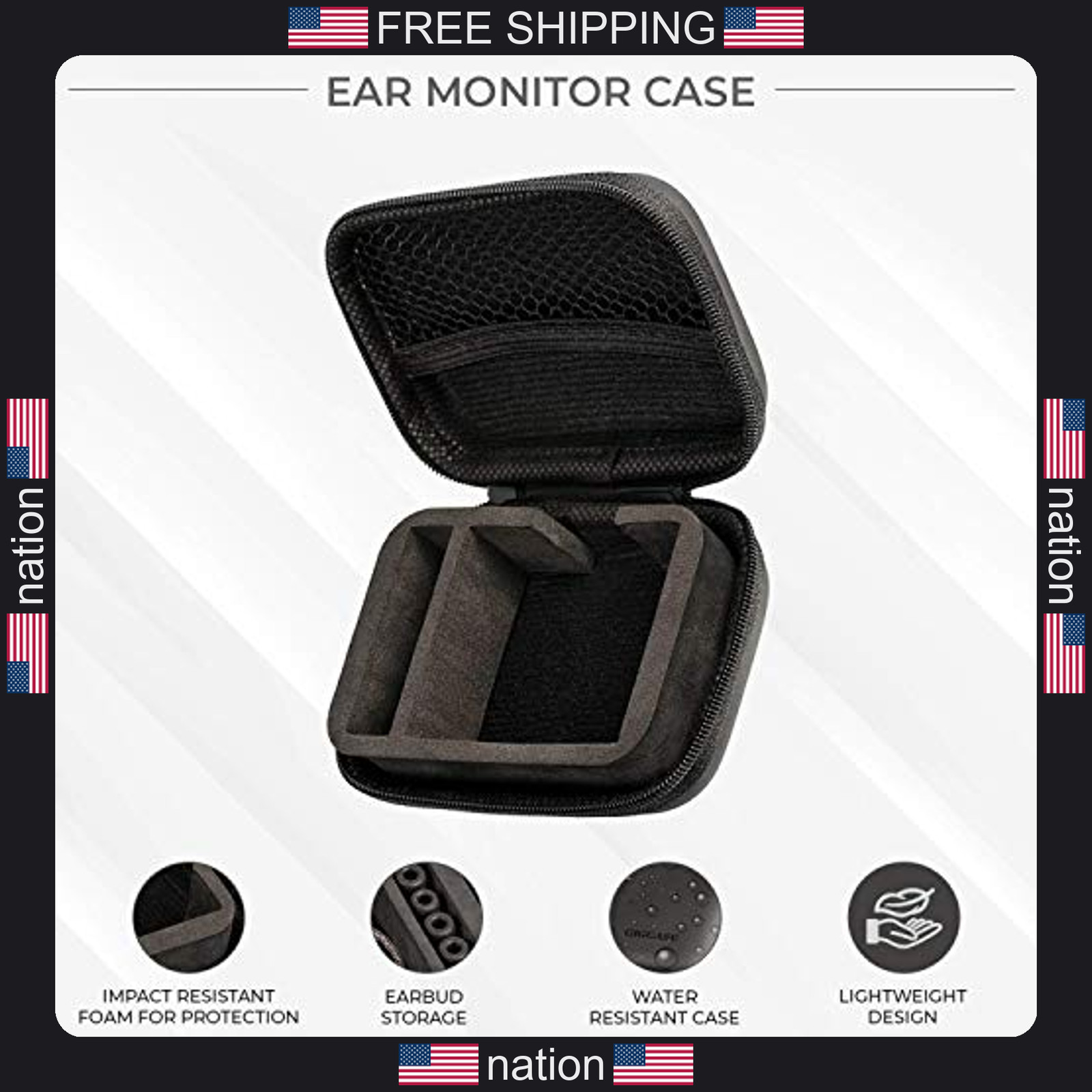 IEM Case for in-Ear Monitors, Headphones & Earbuds ? EVA Travel Storage Bag for