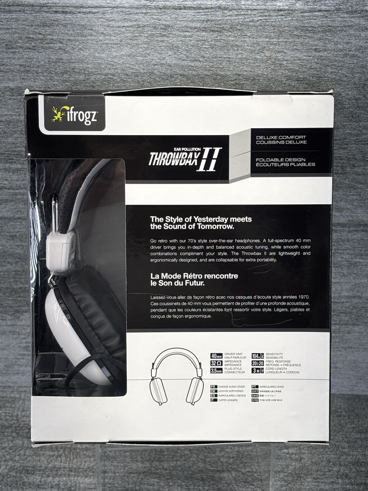 NEW iFrogz Ear Pollution Throwbax II Stereo Headphones Over Ear 70s Style Wired