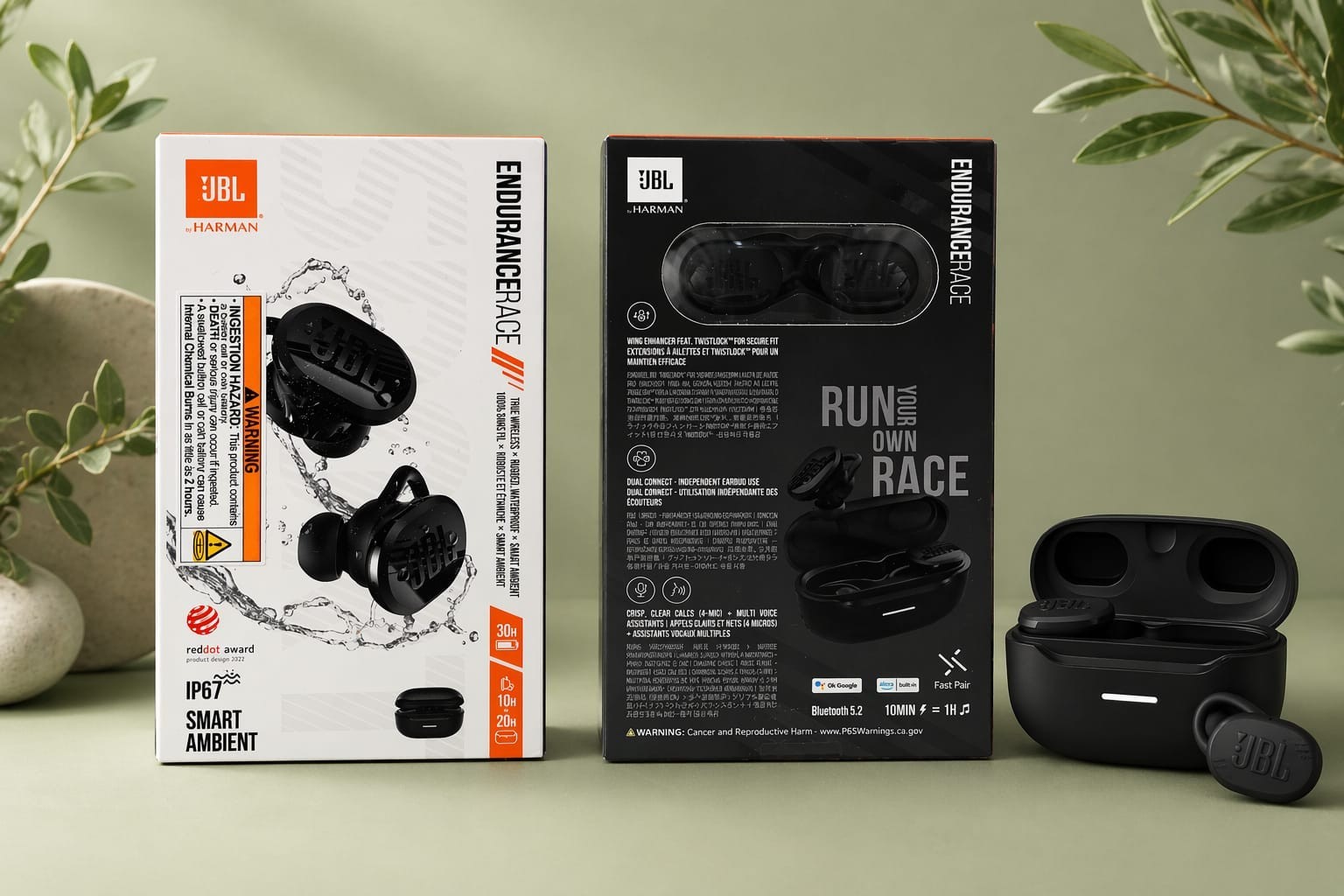 JBL Endurance Race TWS True Wireless In-Ear Sport Headphones – Black 30H Battery