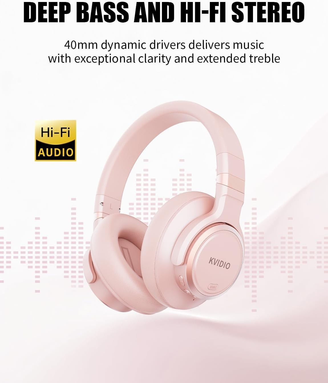 Lightweight Active Noise Cancelling Headphones with Transparency Mode – Pink