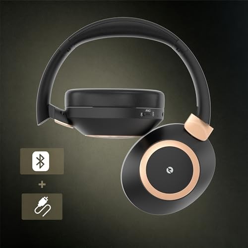 Active Noise Cancelling Headphones, 100H Playtime Headphones Wireless Black