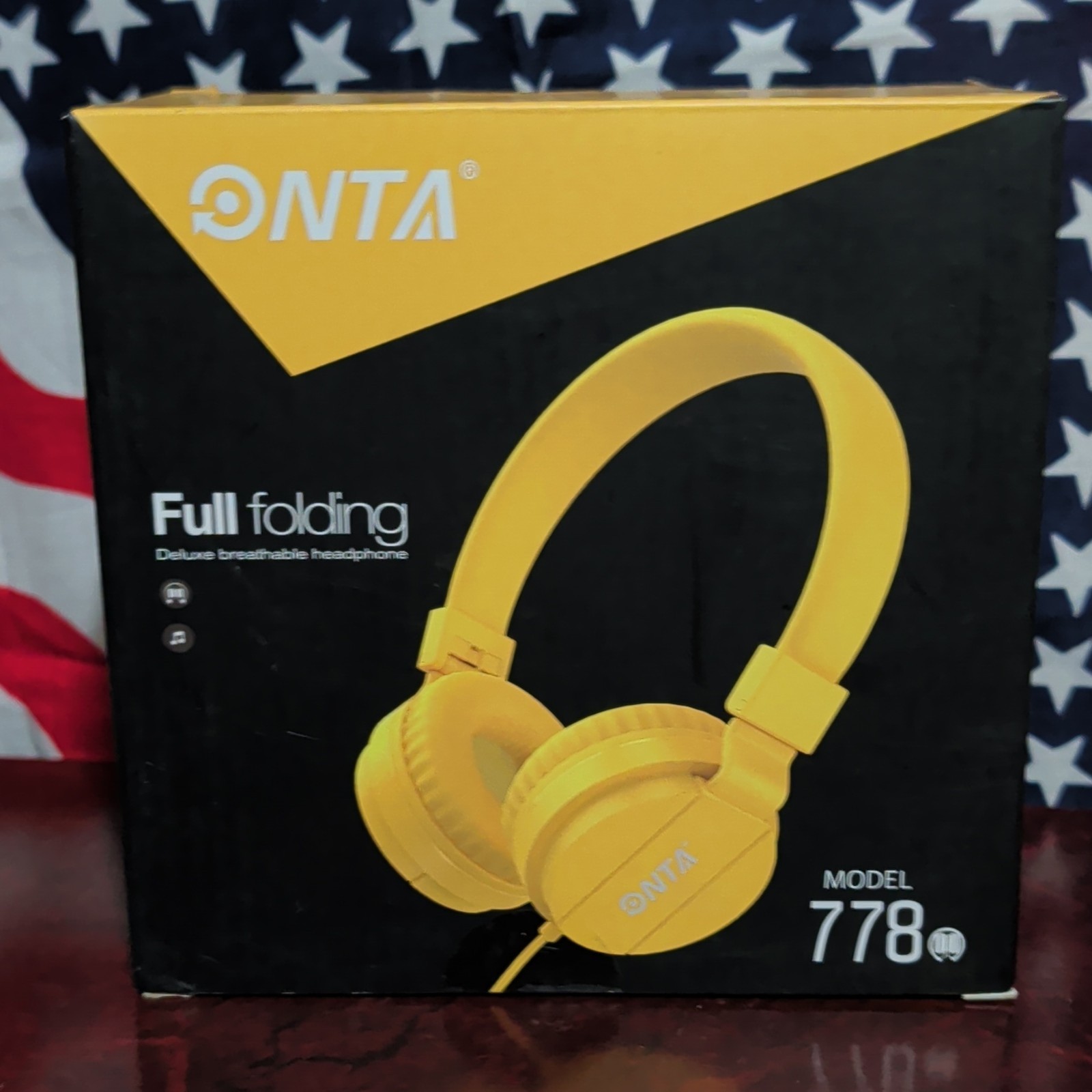 ONTA 778 Yellow Foldable Wired Headphones 3.5mm 1.2m Cable 40mm Drivers