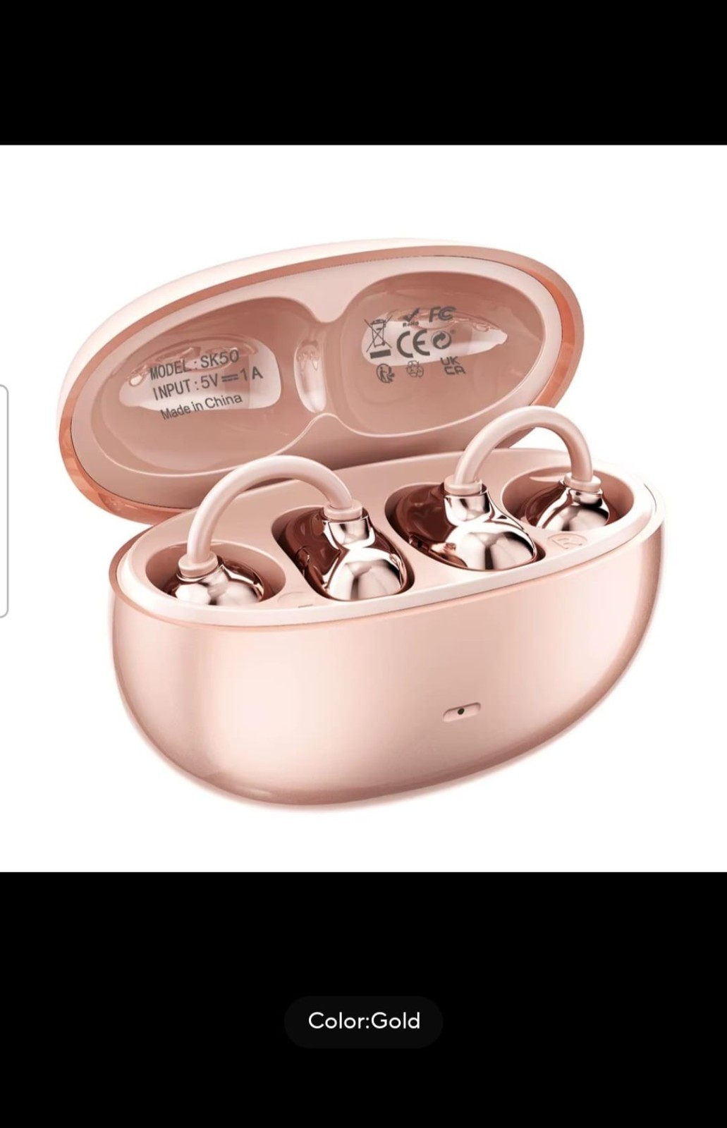 SK50 Wireless Open Ear Headphones Bluetooth 6.0 Ear Clip Mic 36H Battery Life