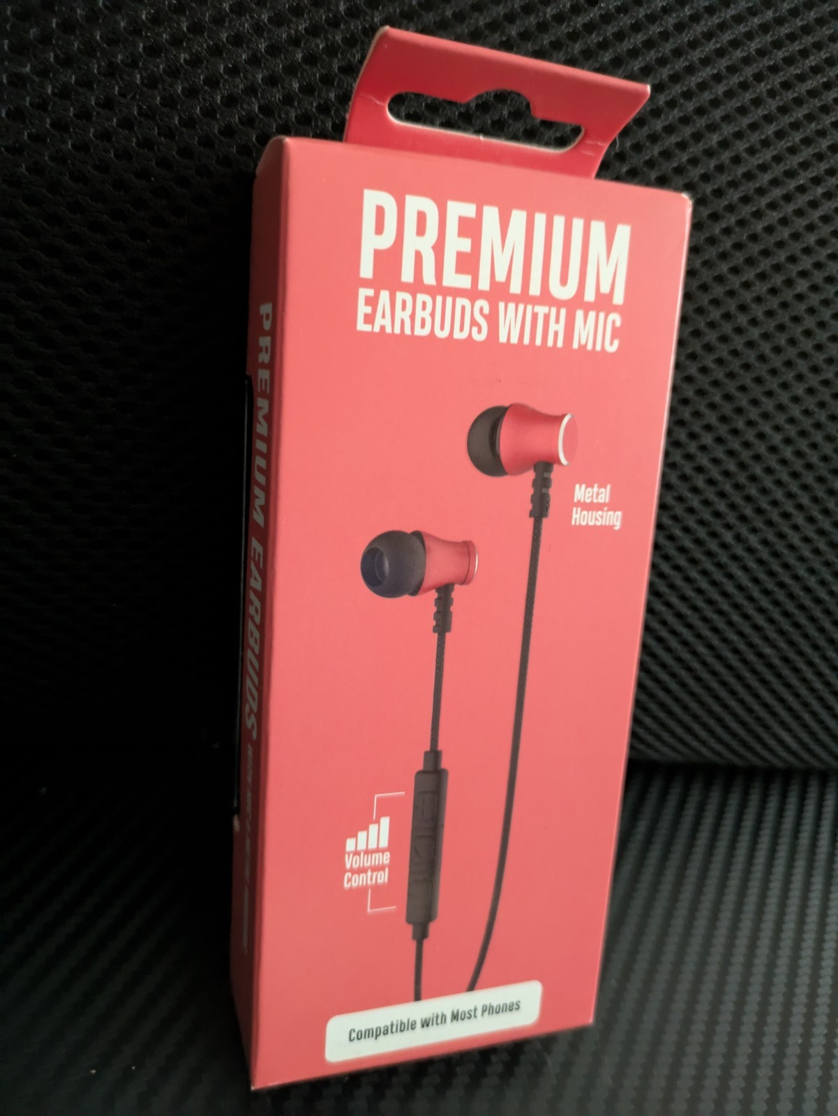 Premium 35mm Wired Earbuds Headphones – Red With In Line Microphone