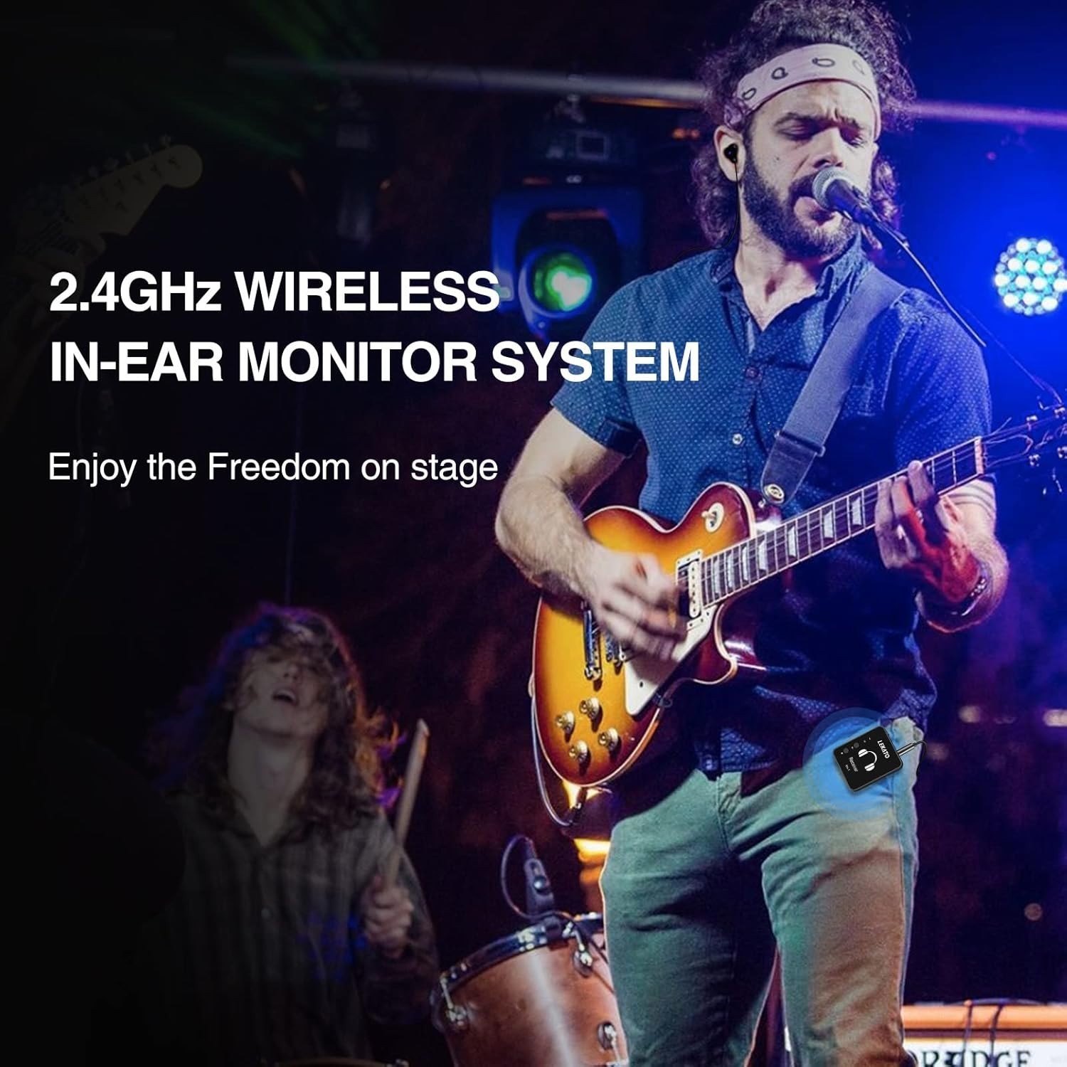 LEKATO MS-1 Wireless in Ear Monitor System, 2.4GHz Stereo in-Ear Monitoring with