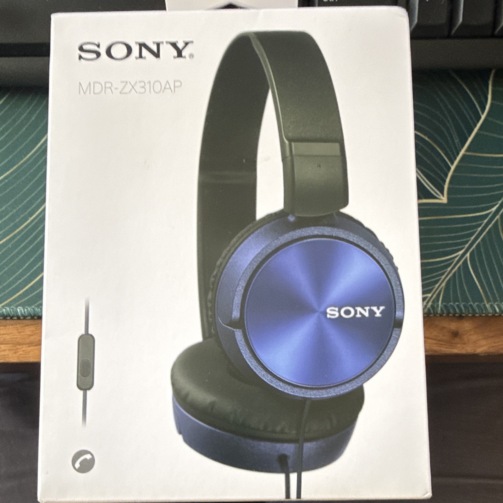 Sony MDR-ZX310AP On-Ear Wired Headphones Black/Blue 3.5mm w/ Mic Stereo
