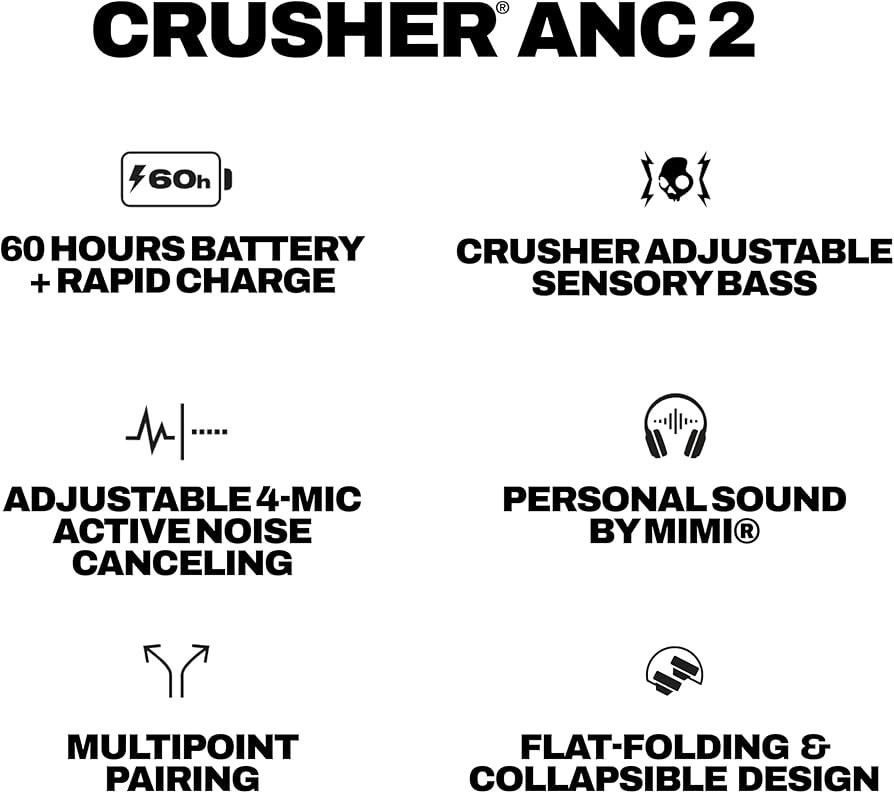New Skullcandy Crusher ANC 2 Hazard Orange Bluetooth Headphones (see Photos)