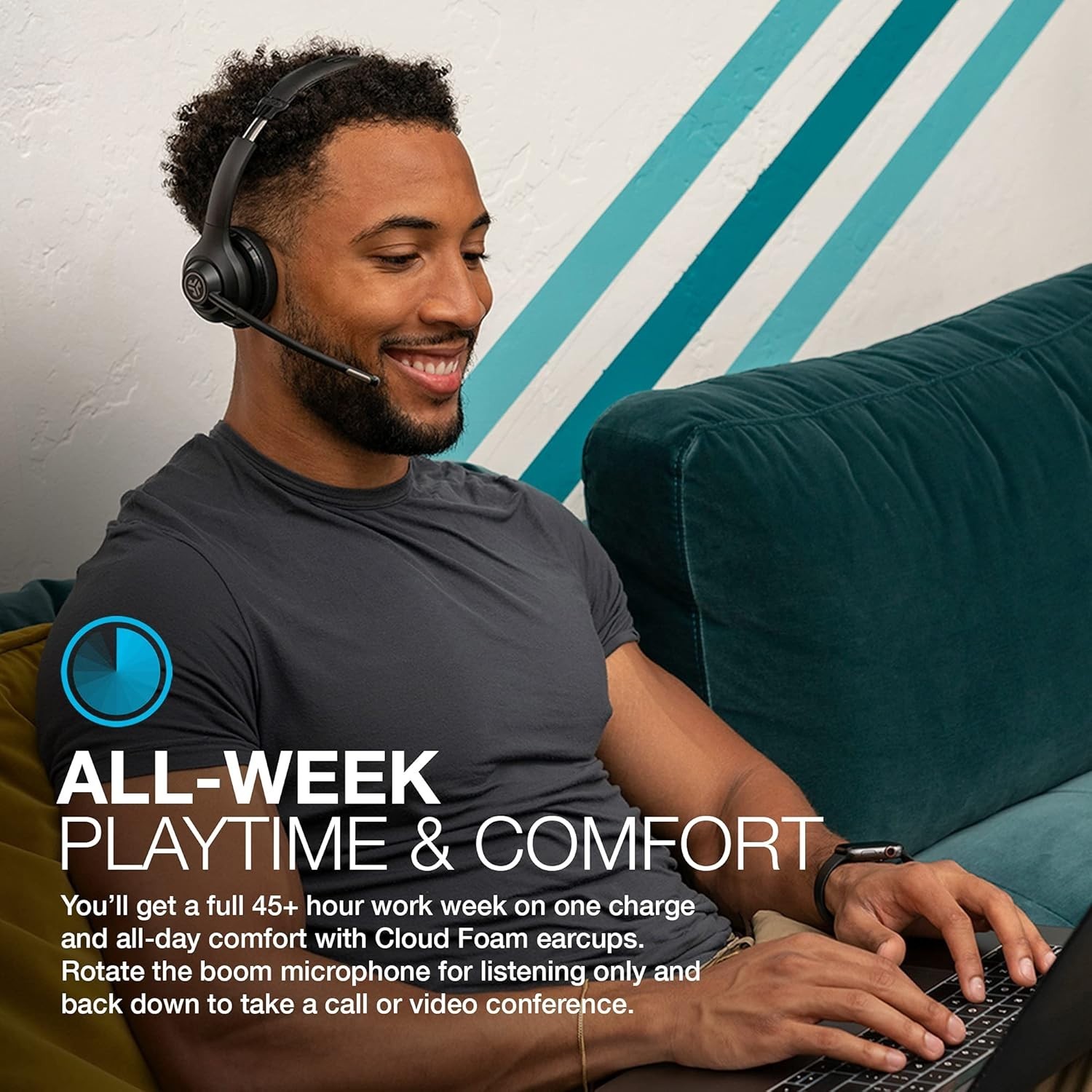 JLab Go Work HBGOWORKRBLK4 Wireless On-Ear Headphones