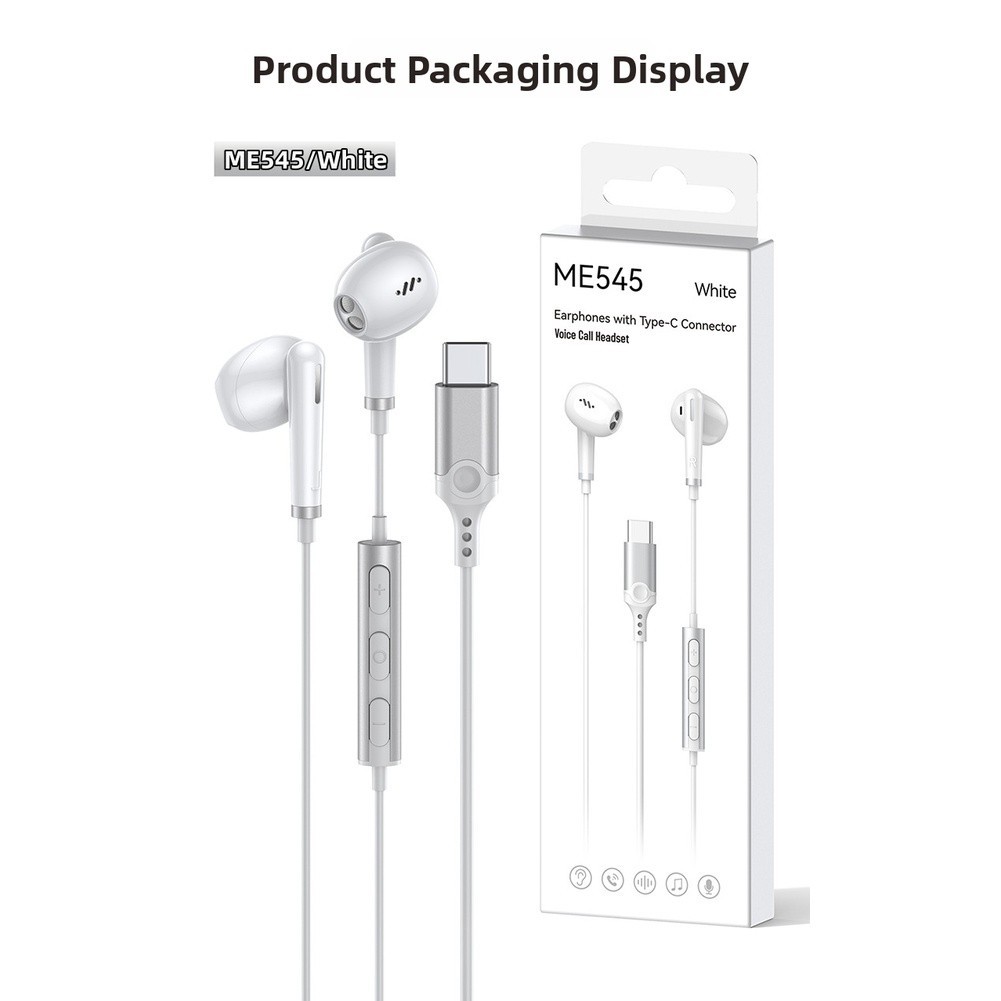 Type C 3.5mm Wired Earbuds with Mic 12mm Driver for Android Phones Computers