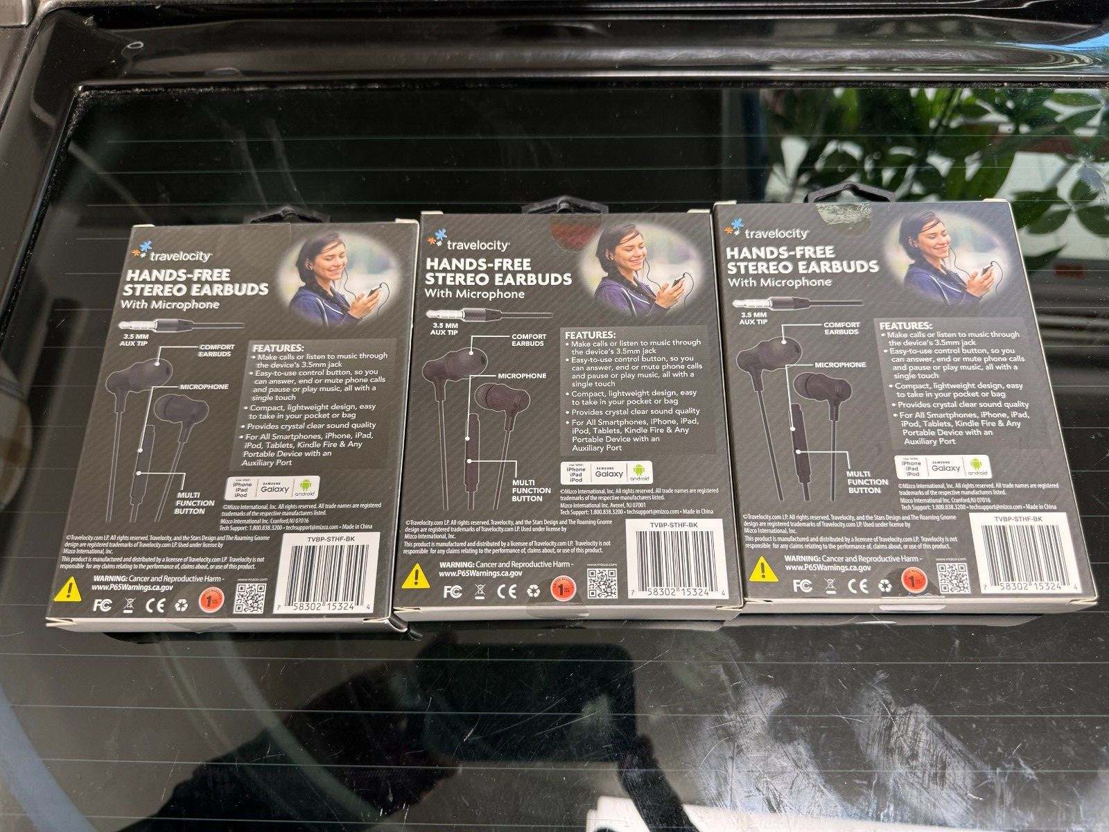 3 lot Travelocity Platinum Series Hands-Free Stereo Earbuds Microphone – Black