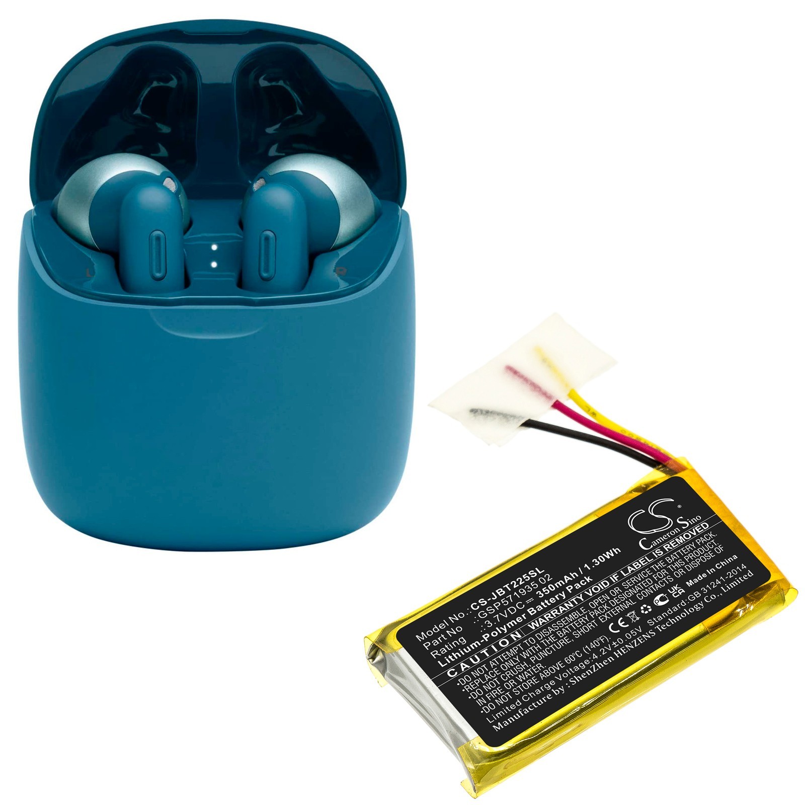 BATTERIE Li-Pol 3.7V 350mAh GSP571935 02 For JBL Tune 225 TWS Charging Case