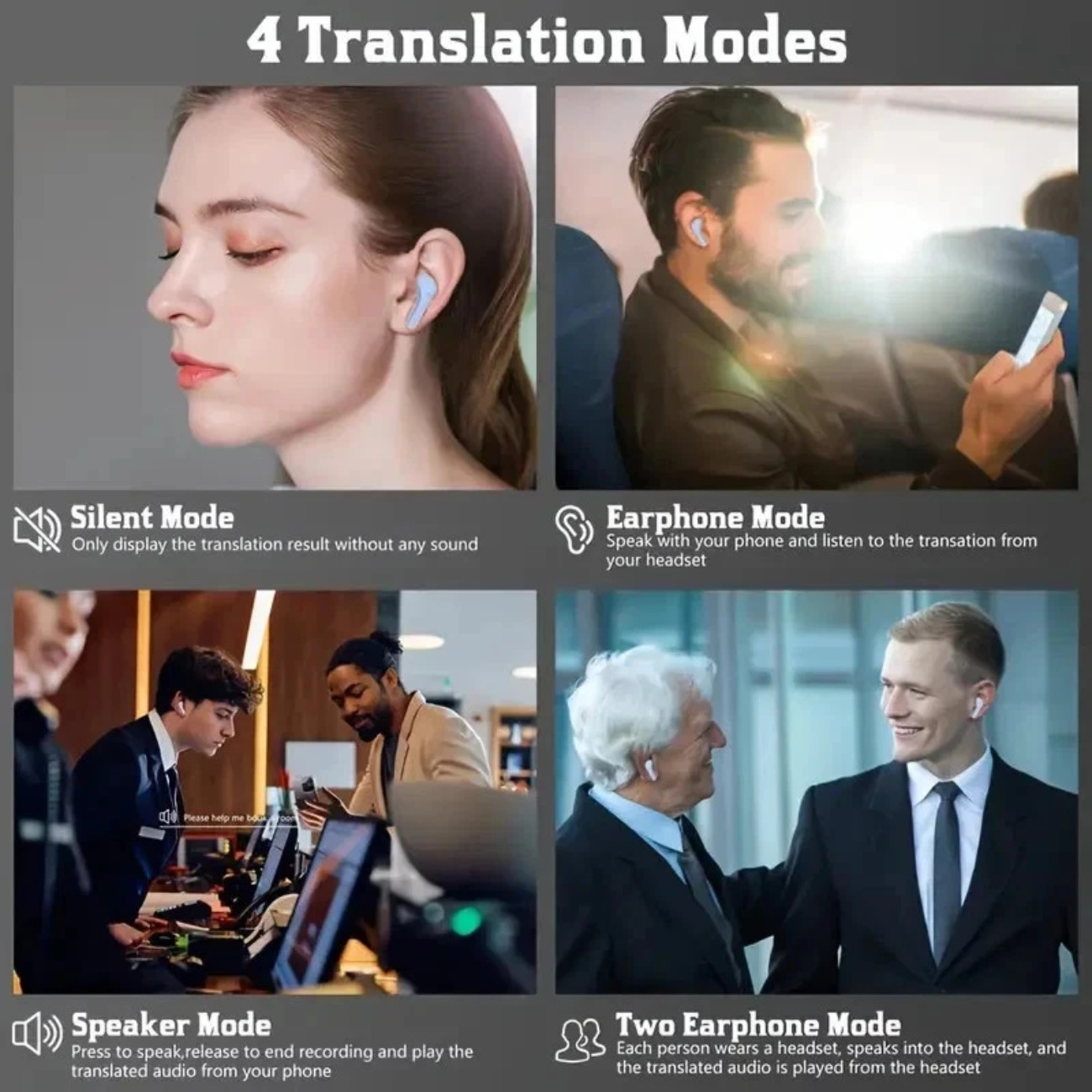 AI Language Translator Device Real-time Smart Earbuds 150+ Languages For iPhone