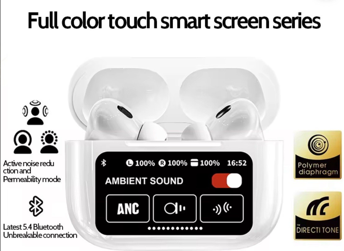 A9 Wireless Earbuds noise cancelling bluetooth Smart touch screen Waterproof