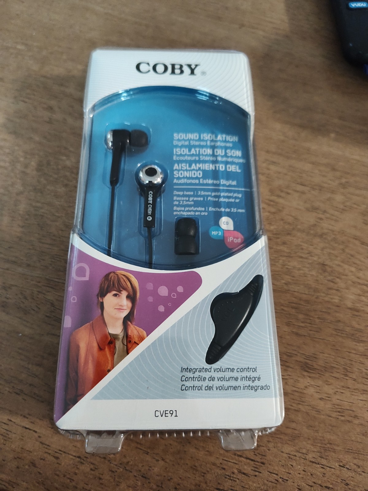 New Coby Sound Isolation Digital Stereo Earphones W/ Integrated Volume Control