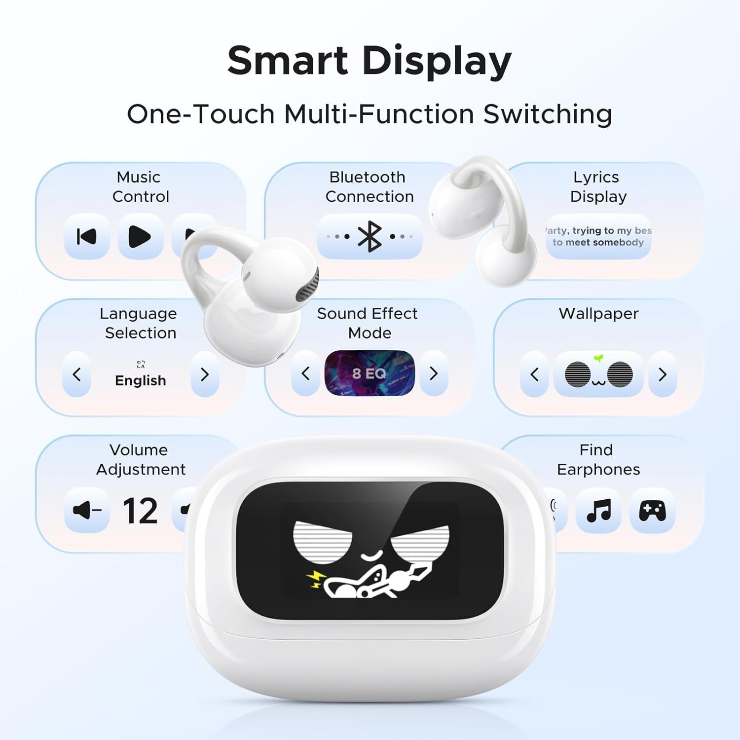 Clip-on Earbuds Magnetic Open Ear Buds S6 Bluetooth, 12mm Drivers, DNN, 30+ HR