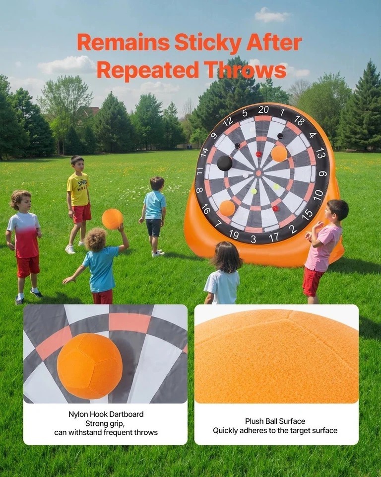Inflatable Soccer Dart Board, over 6 ft High Giant Soccer Dart Board with 4 Kick