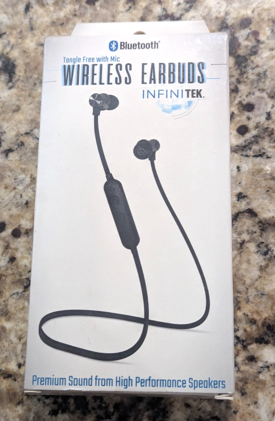 InfiniTek Wireless Earbuds Tangle Free with Mic Bluetooth Black