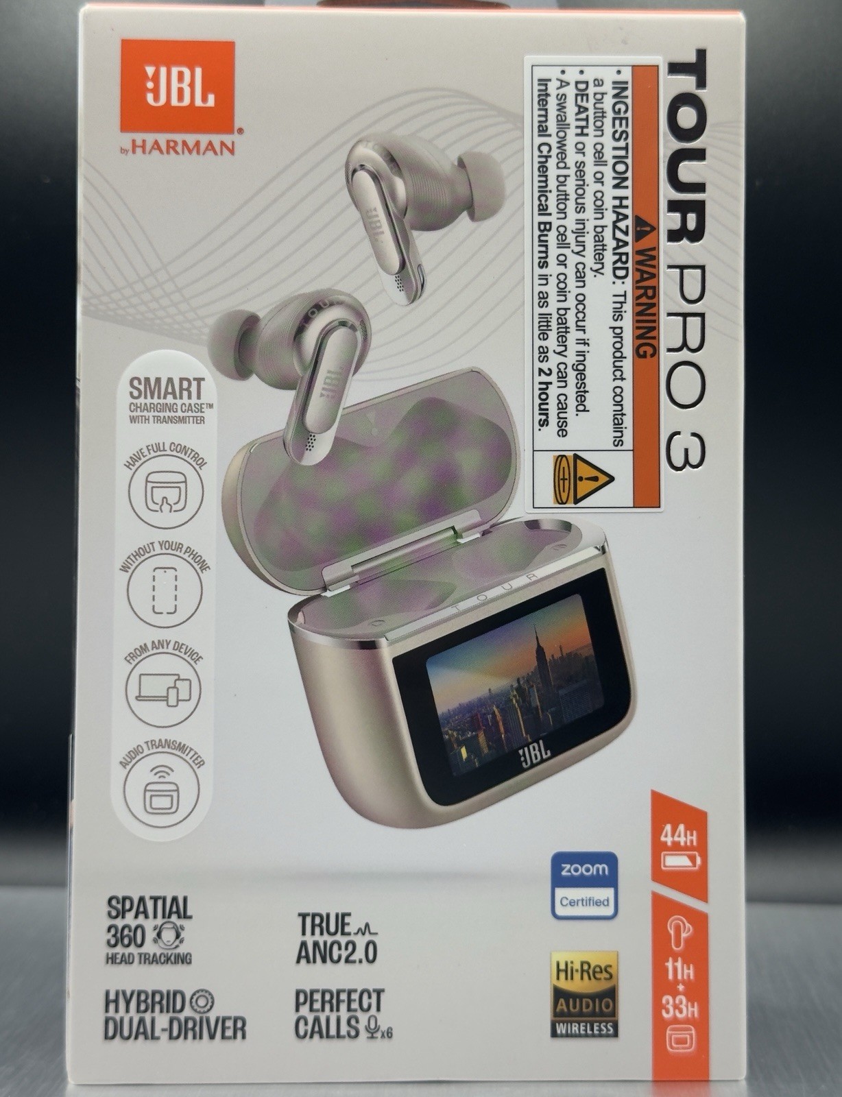 JBL Tour Pro 3 Noise Cancelling True Wireless Earbuds with Smart Case / Latte