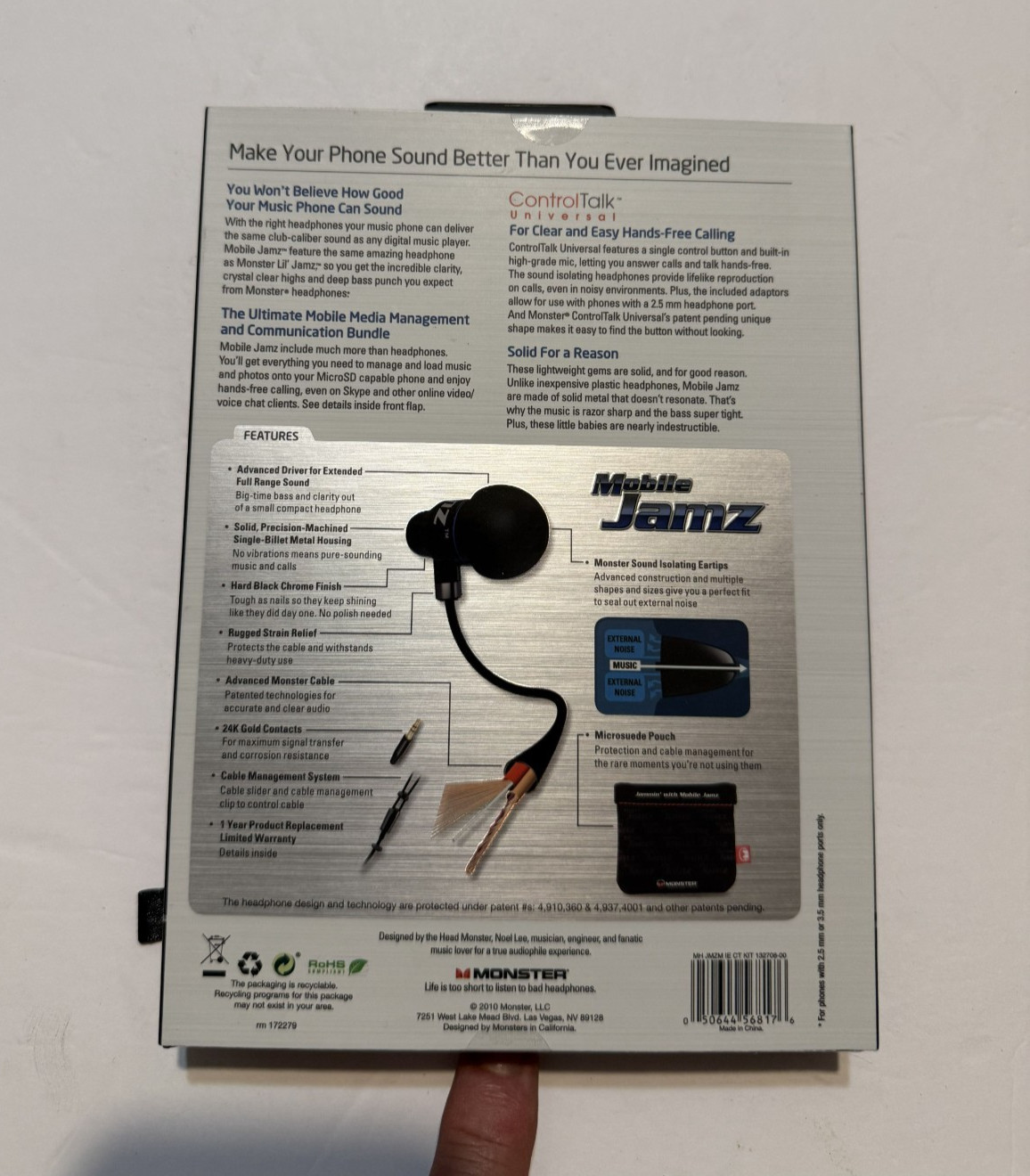 MONSTER MOBILE JAMZ 3.5MM High Performance EARBUDS CONTROL TALK