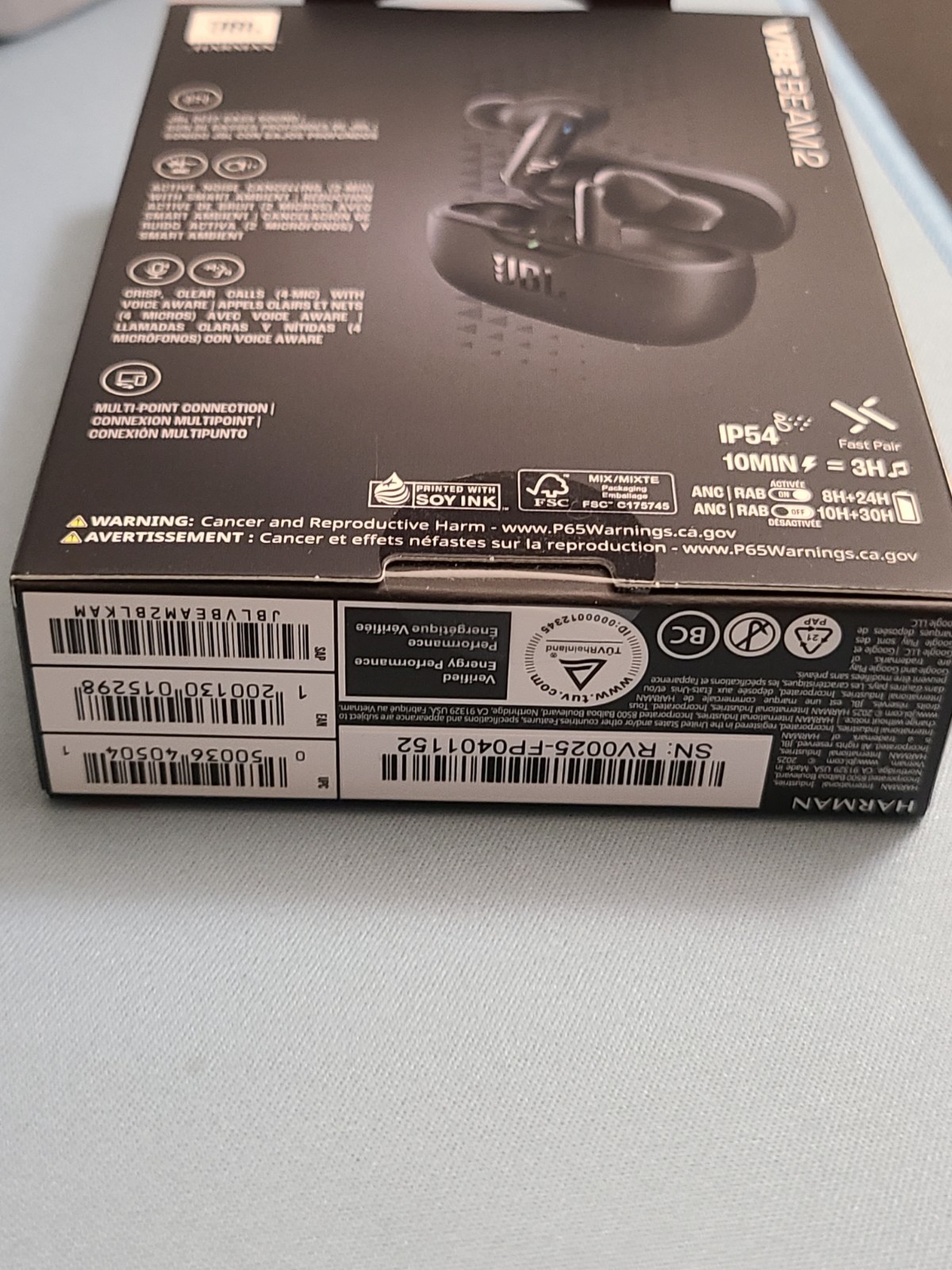 JBL Vibe Beam 2 Wireless bluetoothEarbuds • NEW Sealed • Active Noise Cancelling