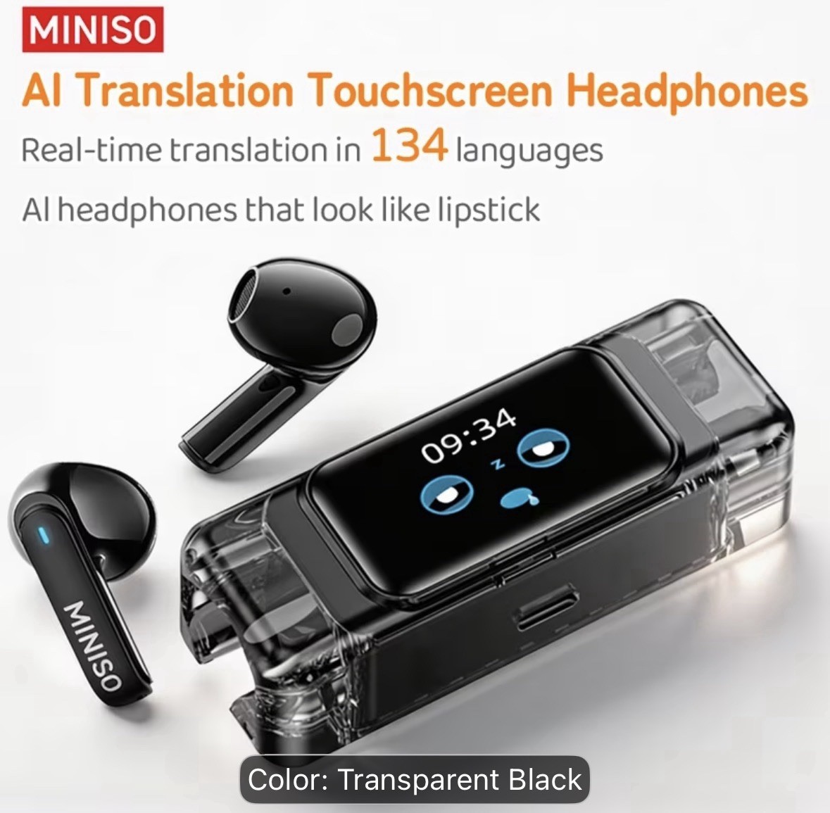 2026 Miniso AI Earbuds with Screen 134 Languages Voice Translation 360 Sound NEW