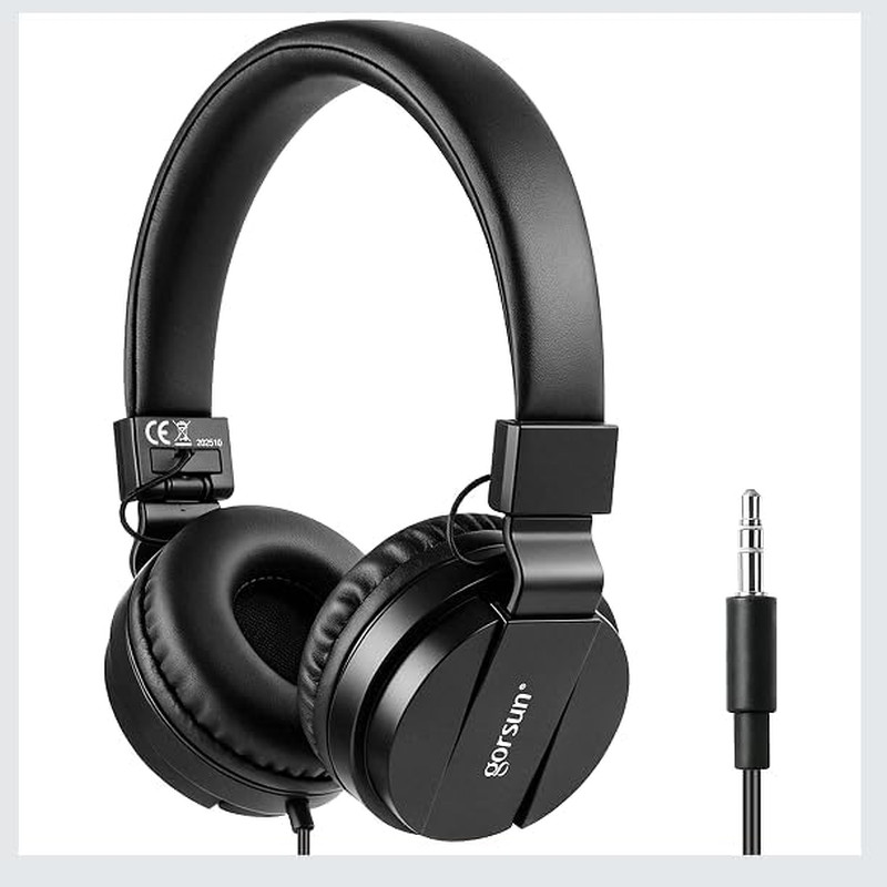 Headphones Wired on Ear Foldable 3.5Mm Plug in Headphones | Tangle-Free Corded H