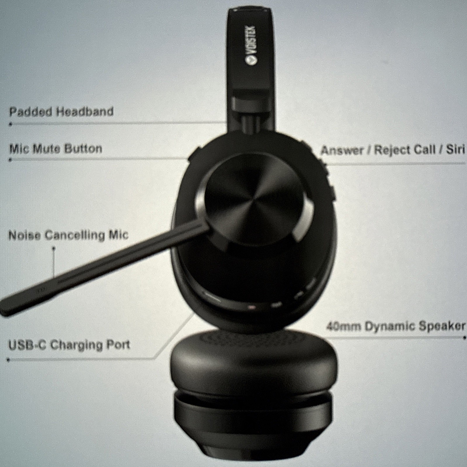 Voistek Wireless Headset with Mic Stereo USB Bluetooth Headphone for PC/Phone
